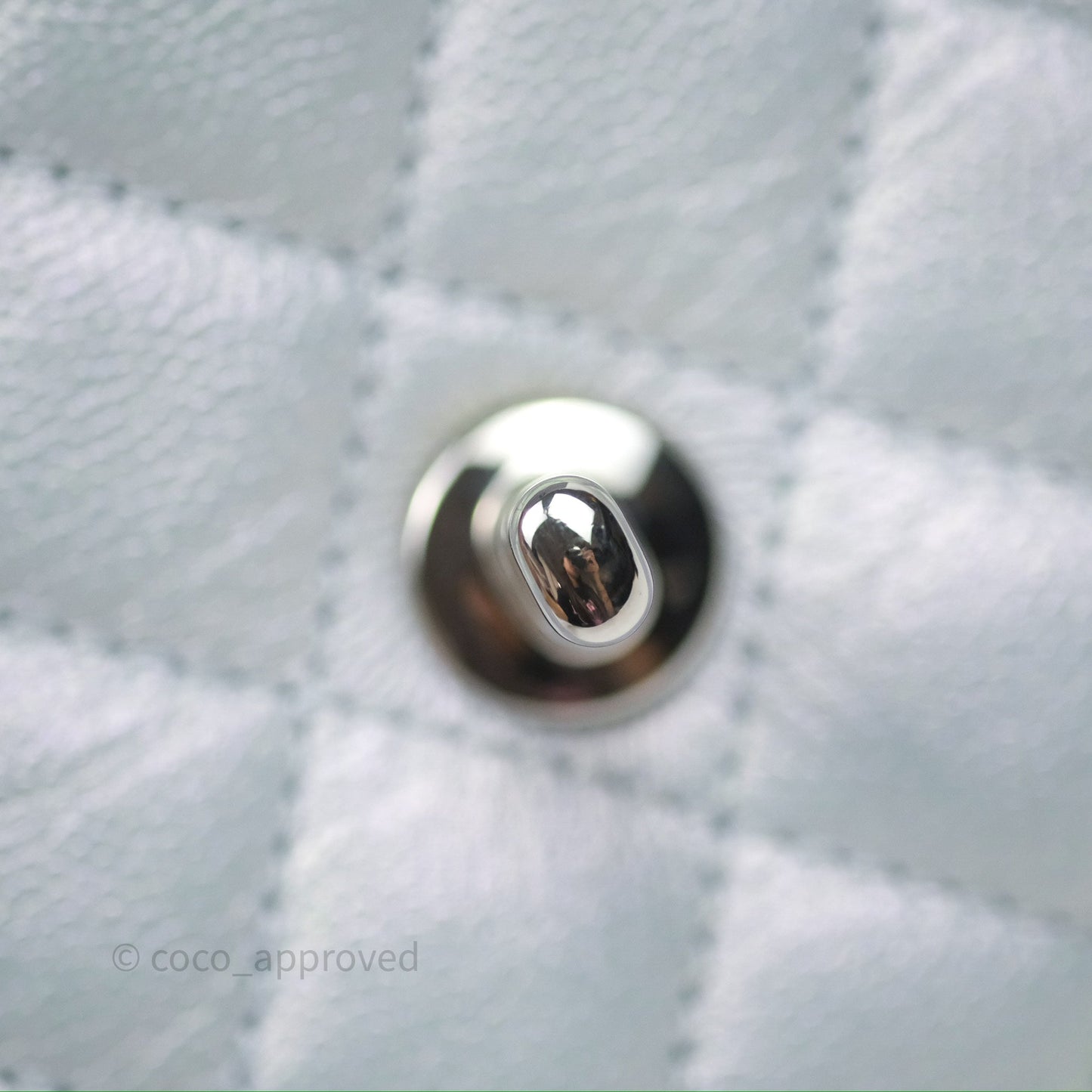 Chanel Mini Coco Handle Quilted Iridescent Light Blue Caviar Rainbow Hardware