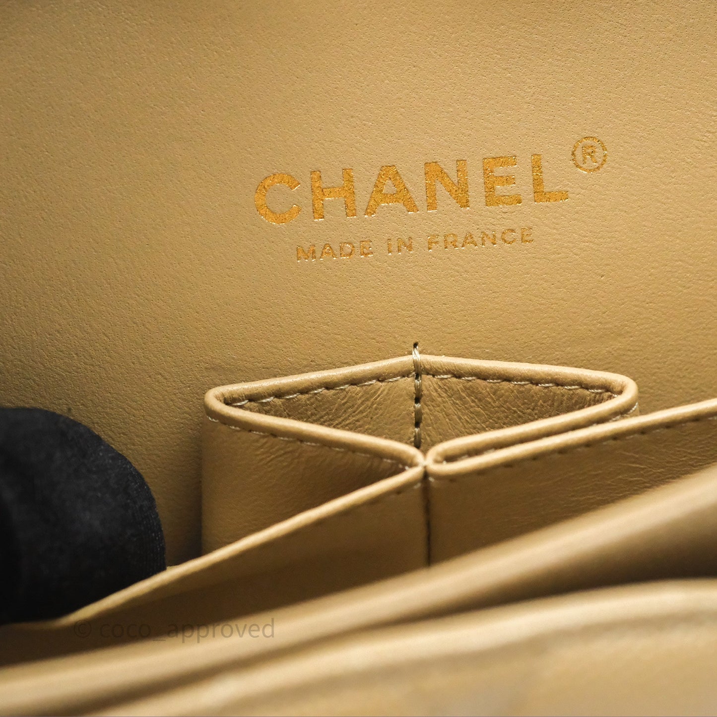 Chanel Classic M/L Medium Flap Quilted Dark Beige Caviar Gold Hardware