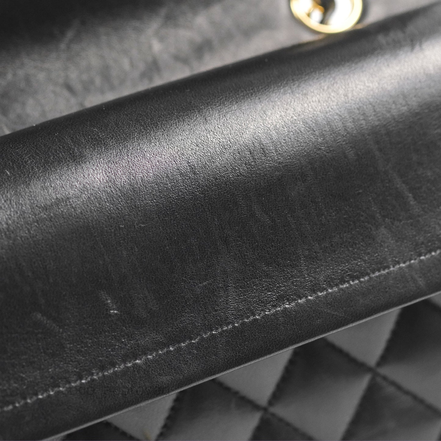Chanel Classic M/L Medium Flap Quilted Black Lambskin Gold Hardware