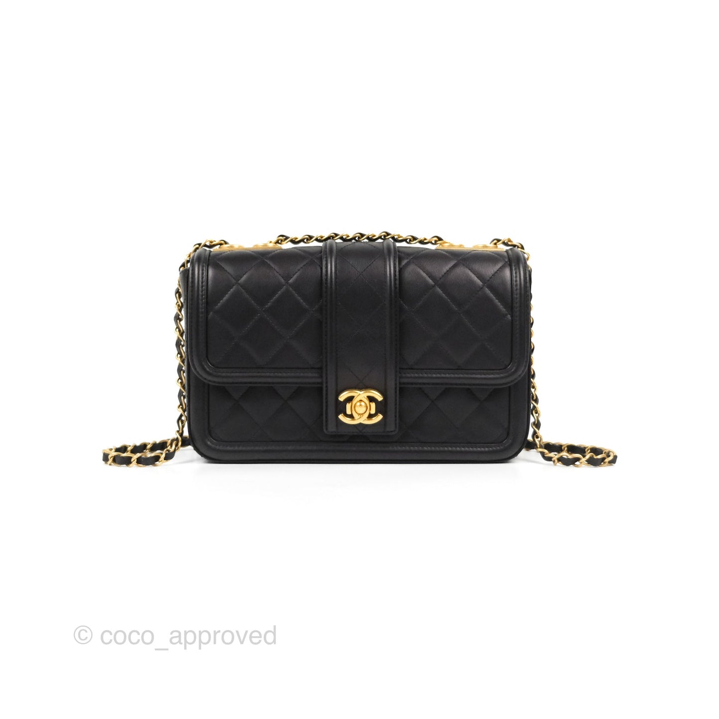 Chanel Quilted Medium Elegant CC Flap Black Lambskin Gold Hardware