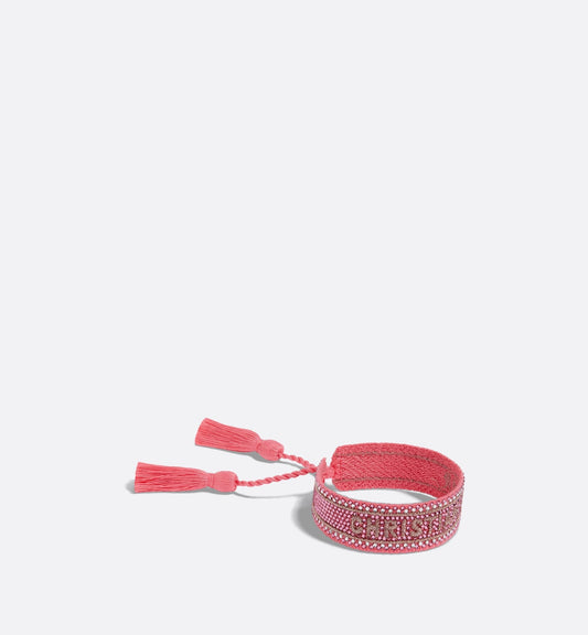 Luxury Dioriviera Christian Luxury Dior Bracelet Candy Pink Cotton And Crystals