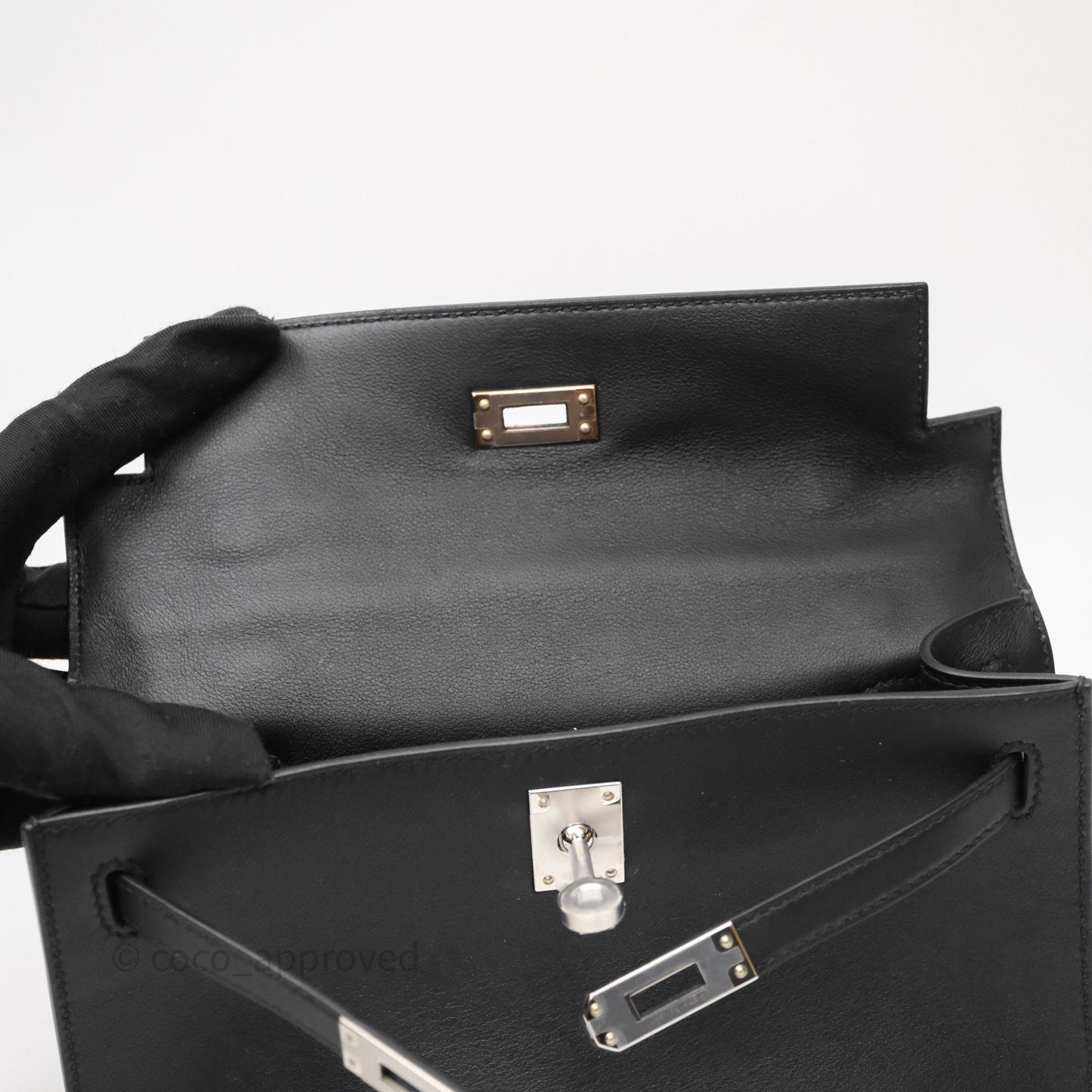 Hermès Kelly Pochette Clutch Black Swift Palladium Hardware