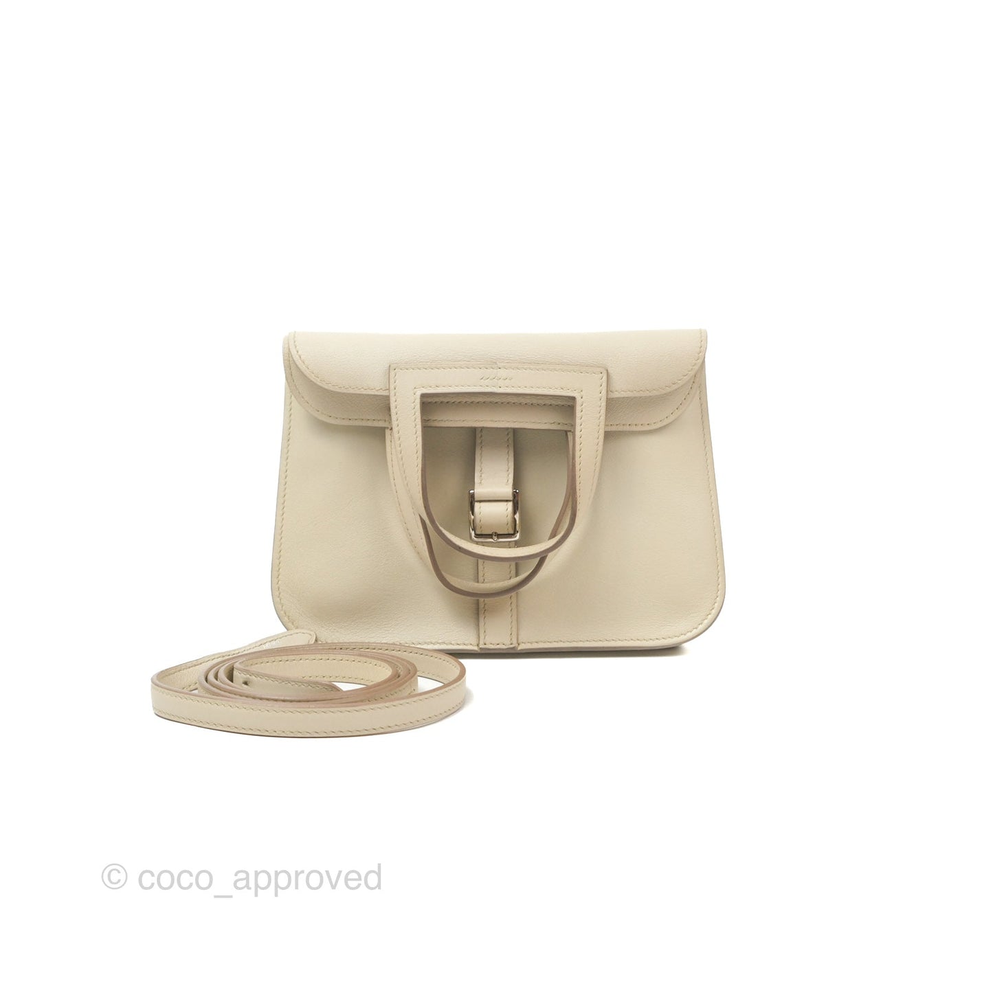 Hermès Halzan 22 Mini Craie Swift Palladium Hardware