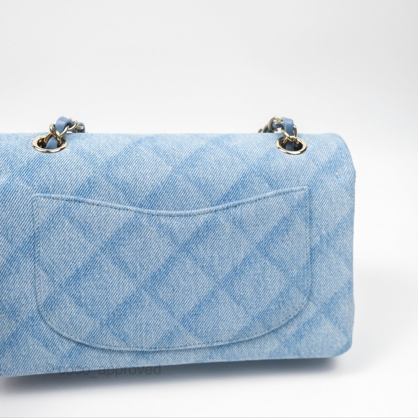 Chanel Quilted Small Double Flap Blue Printed Denim Gold Hardware