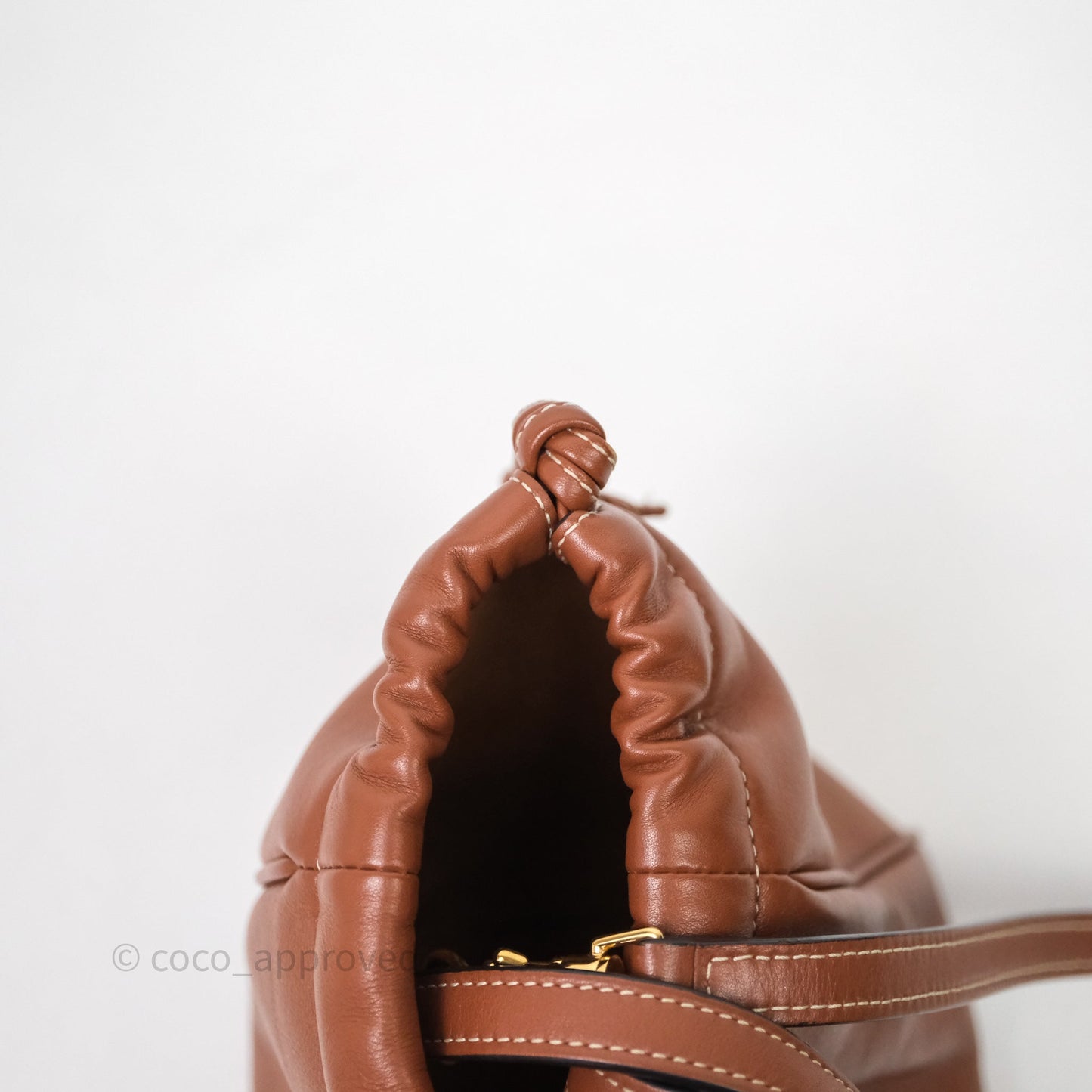 Celine Drawstring Cabas Tote Bag Triomphe in Grained Calfskin Tan