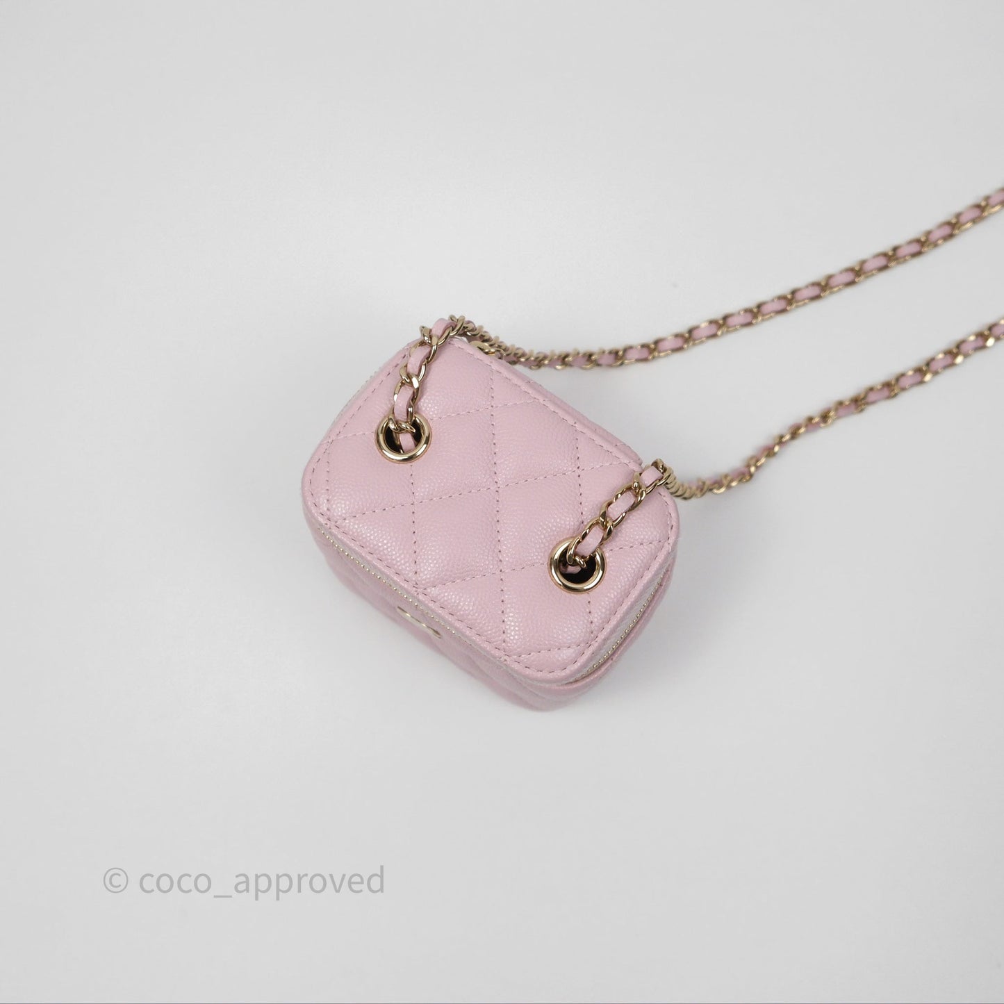 Chanel Mini Vanity With Chain Lilac Caviar Gold Hardware