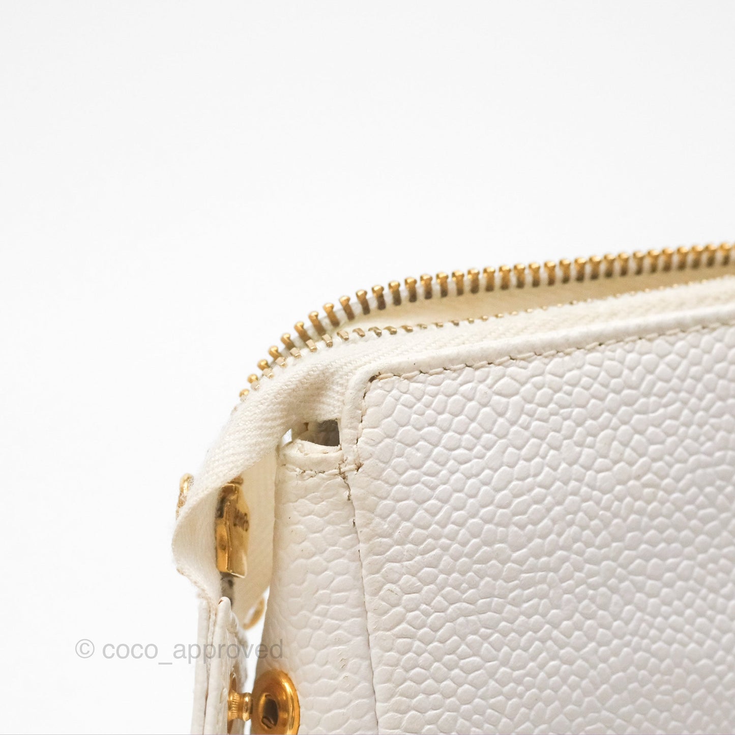 Chanel Vintage CC Clutch White Caviar Gold Hardware