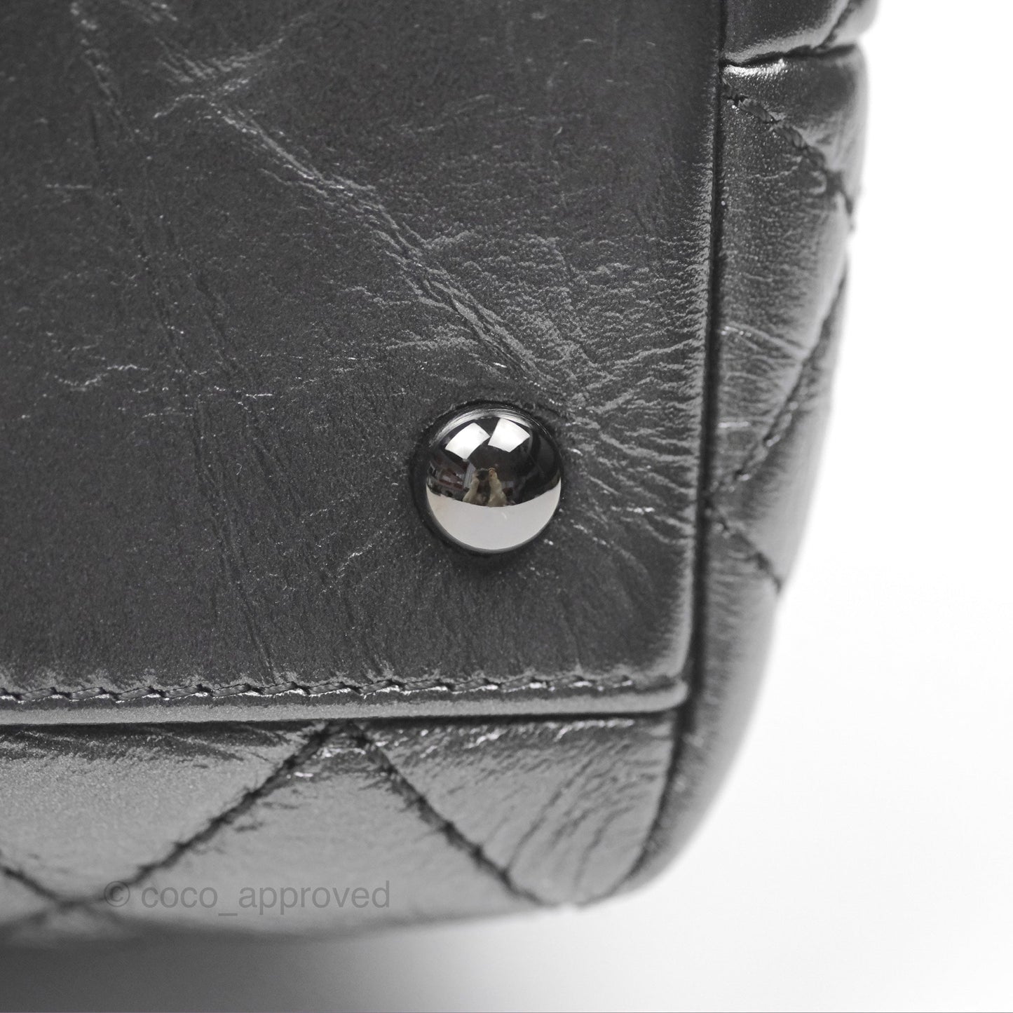 Chanel Medium Coco Handle Quilted Aged Calfskin Iridescent Dark Grey So Black Hardware
