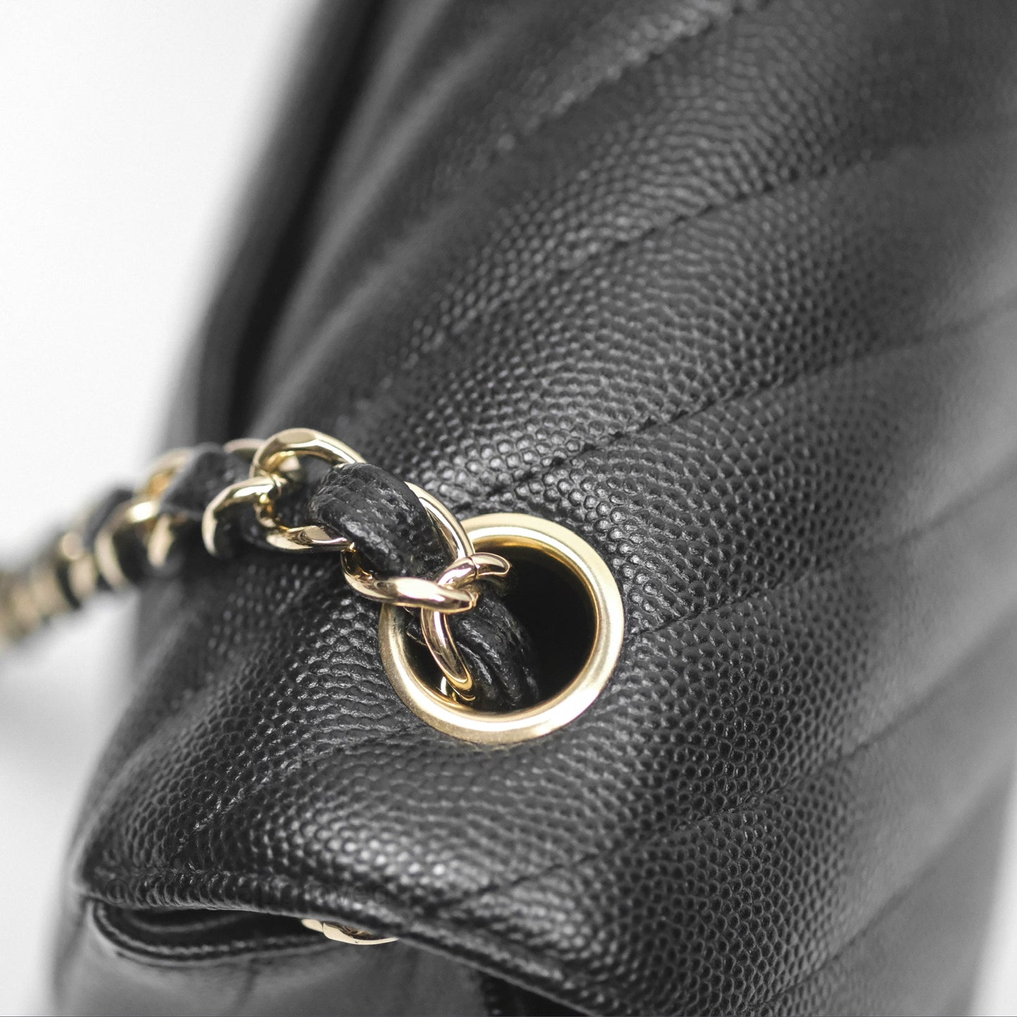 Chanel Mini Rectangular Chevron Black Caviar Gold Hardware