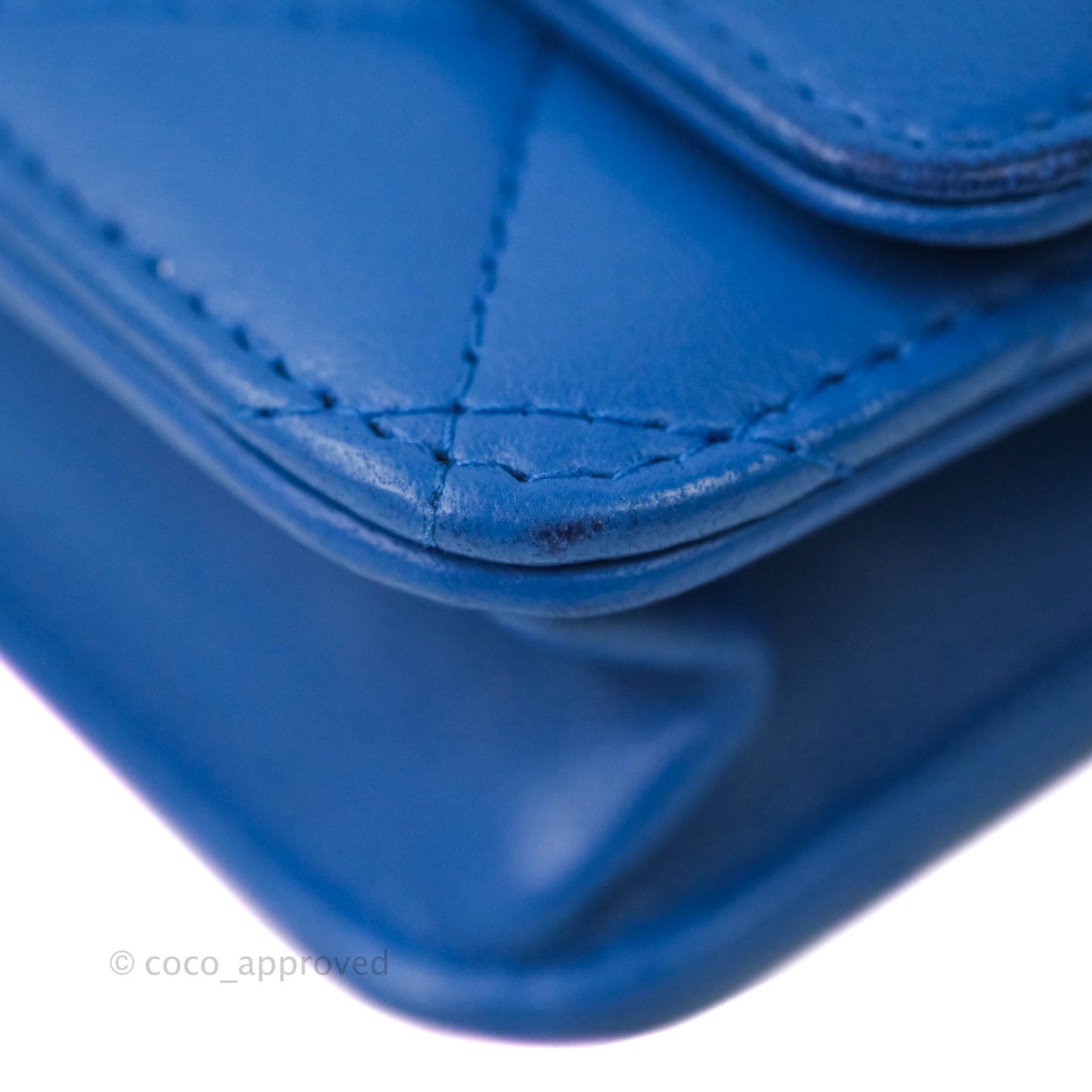 Chanel Quilted Wallet on Chain WOC Blue Lambskin Silver Hardware