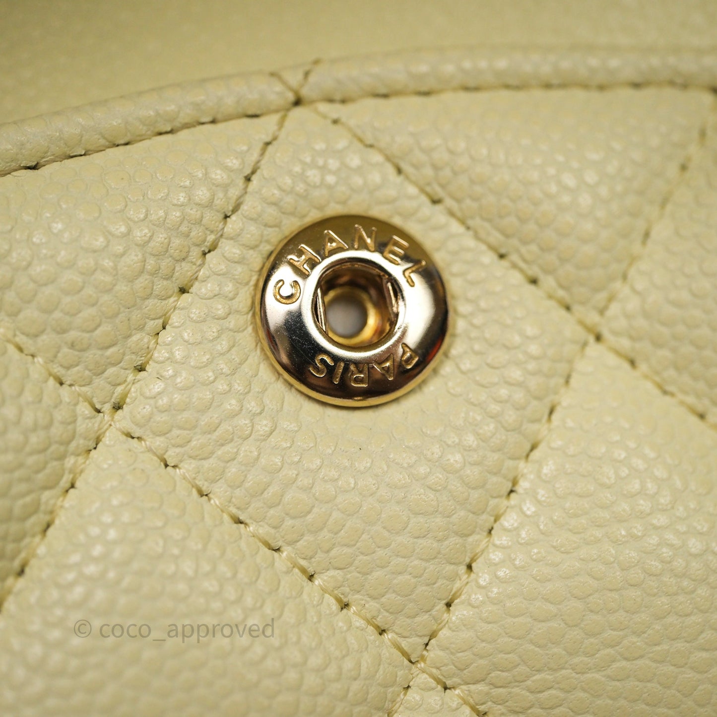 Chanel Small Classic Quilted Flap Light Yellow Caviar Gold Hardware