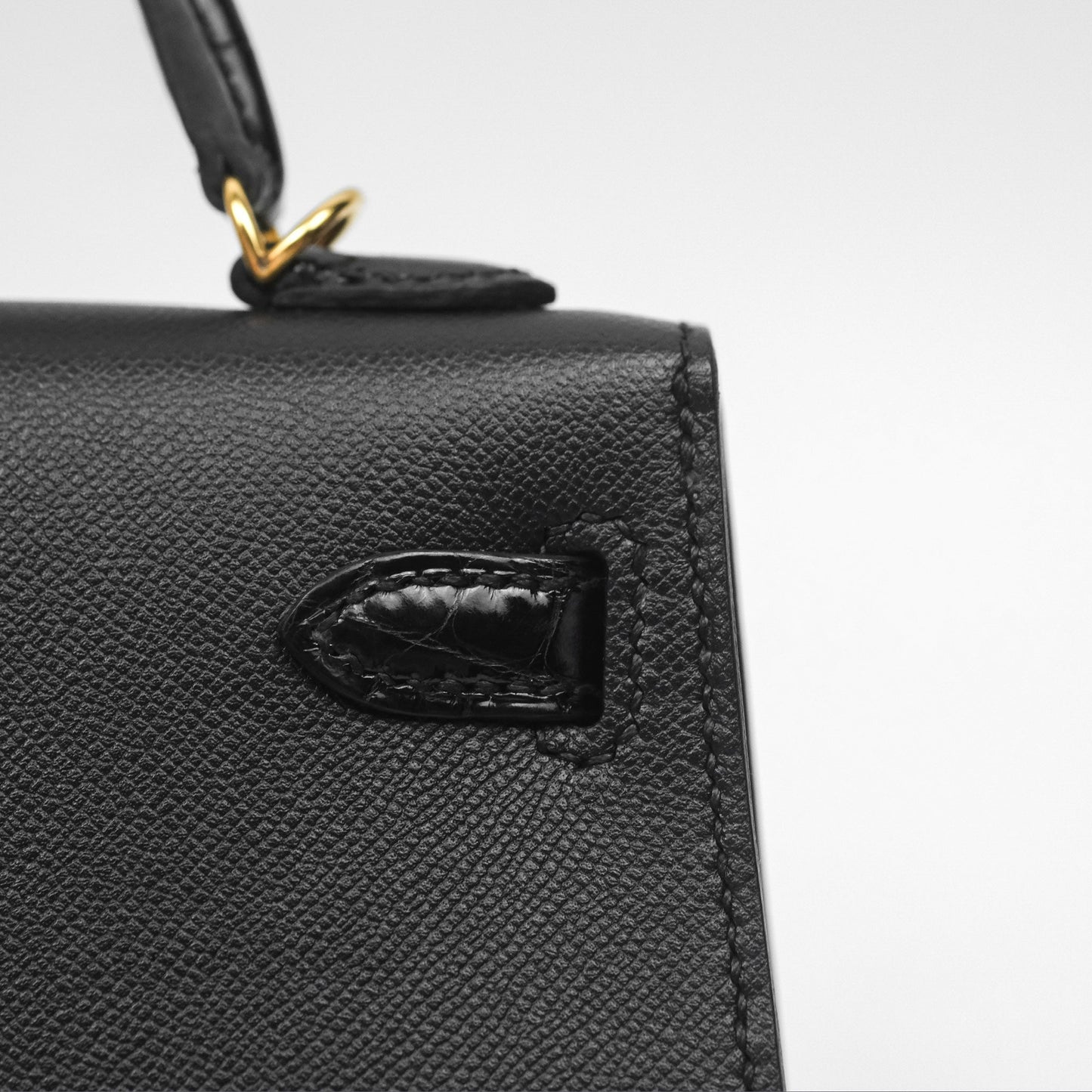 Hermès Mini Kelly II Touch Noir 89 Croc Gold Hardware