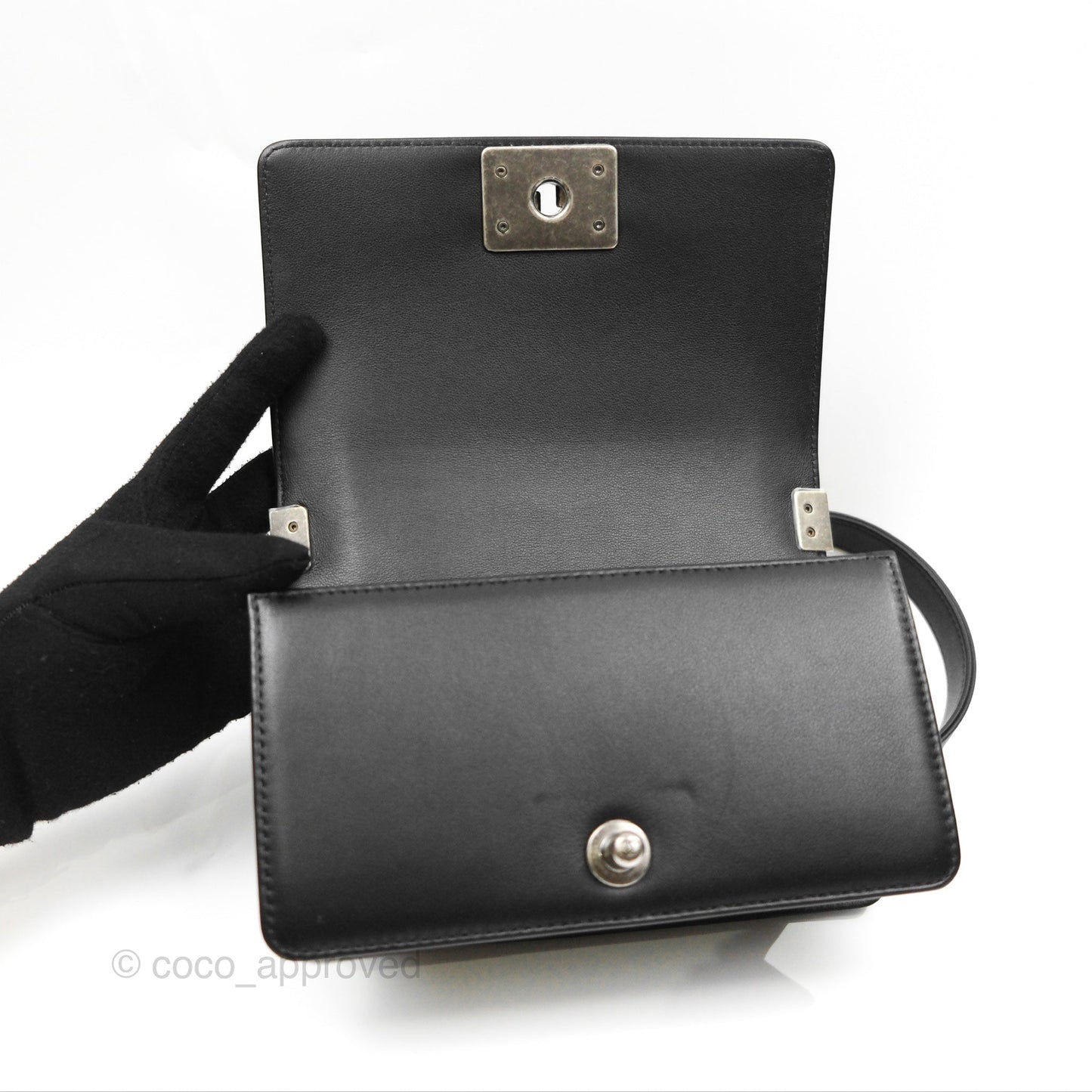 Chanel Small Boy Quilted Black Calfskin Ruthenium Hardware