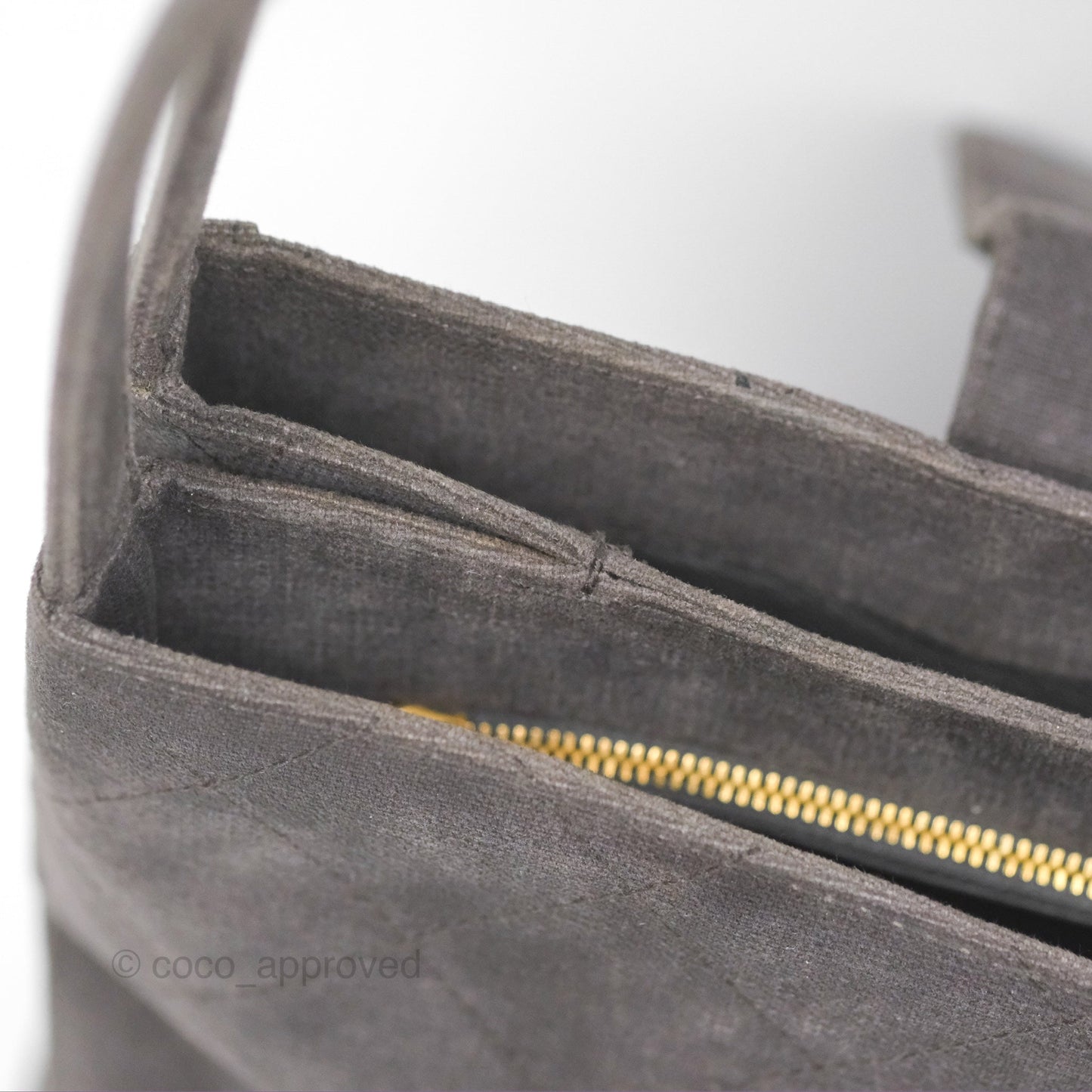 Chanel Vintage CC Lock Flap Shoulder Bag Grey Canvas 24K Gold Hardware