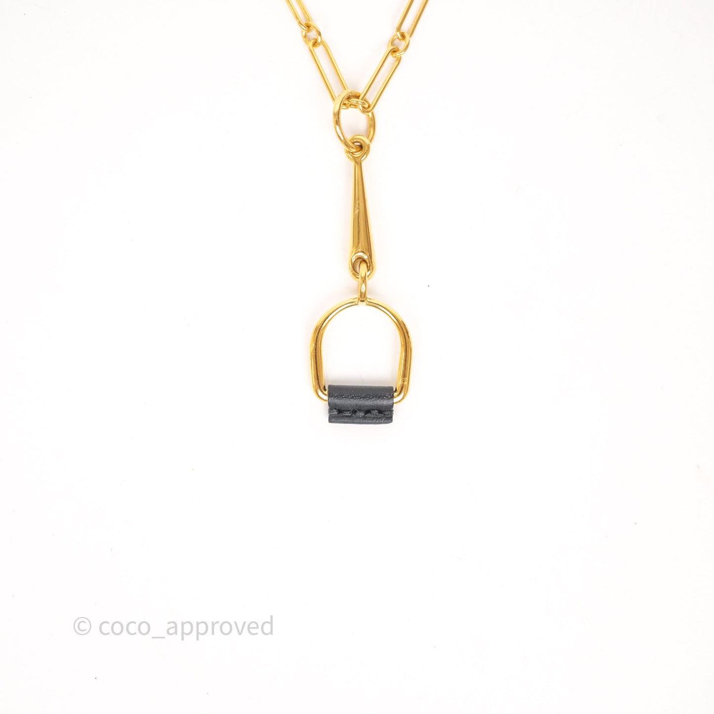 Hermès Heritage Equestre Pendant PM Noir 89 Gold Tone
