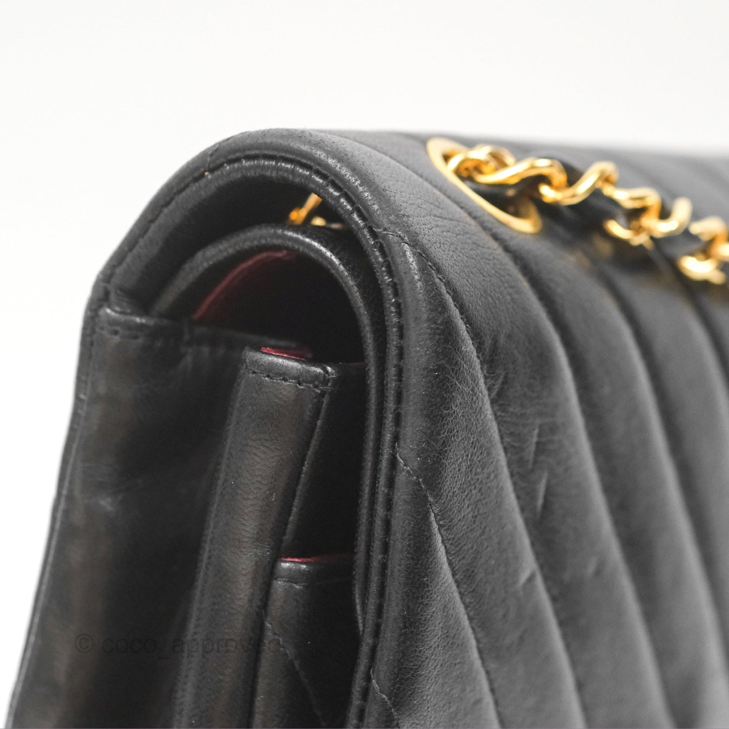Chanel Vintage Medium Classic Flap Chevron Black Lambskin 24K Gold Hardware