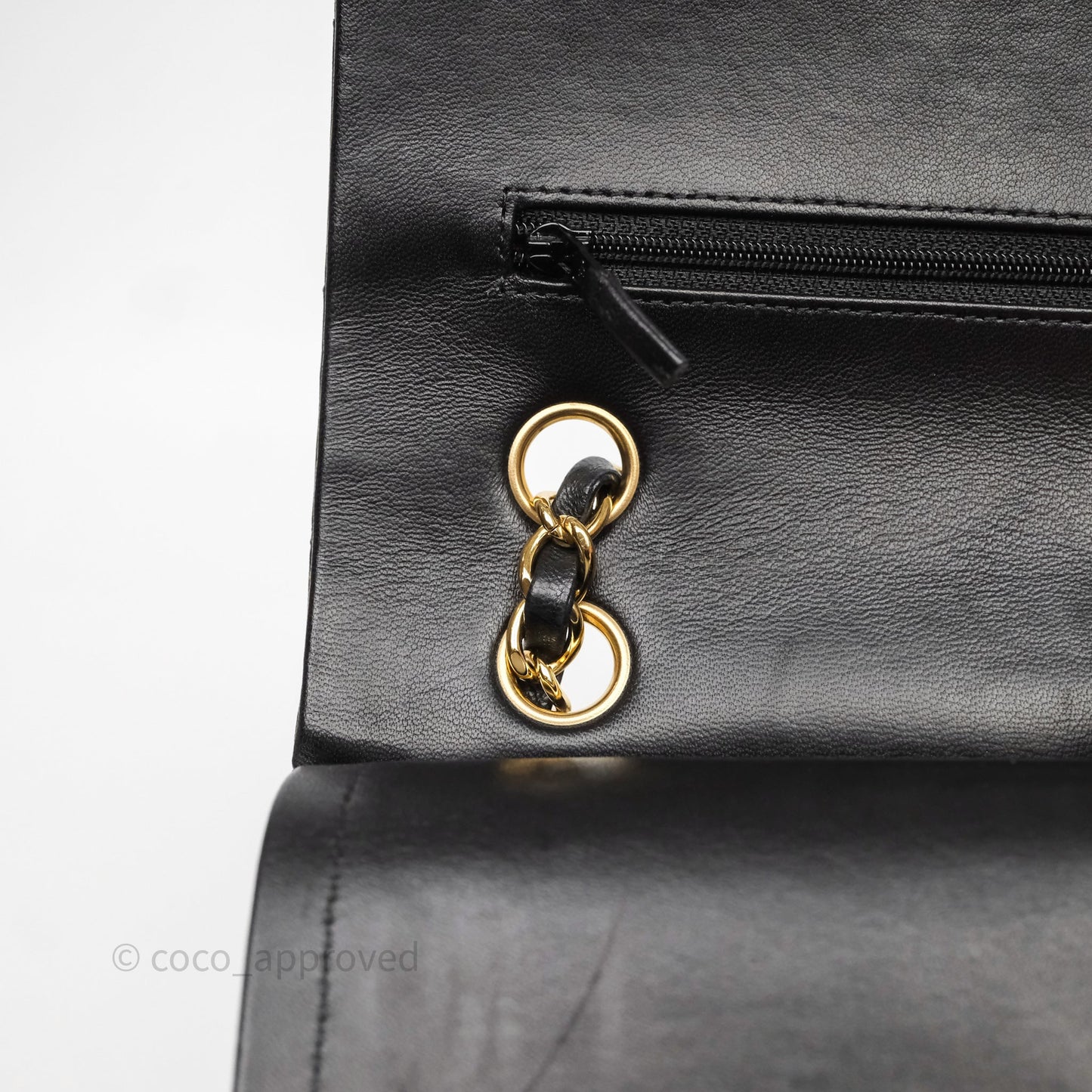 Chanel Classic M/L Medium Flap Quilted Black Lambskin Gold Hardware