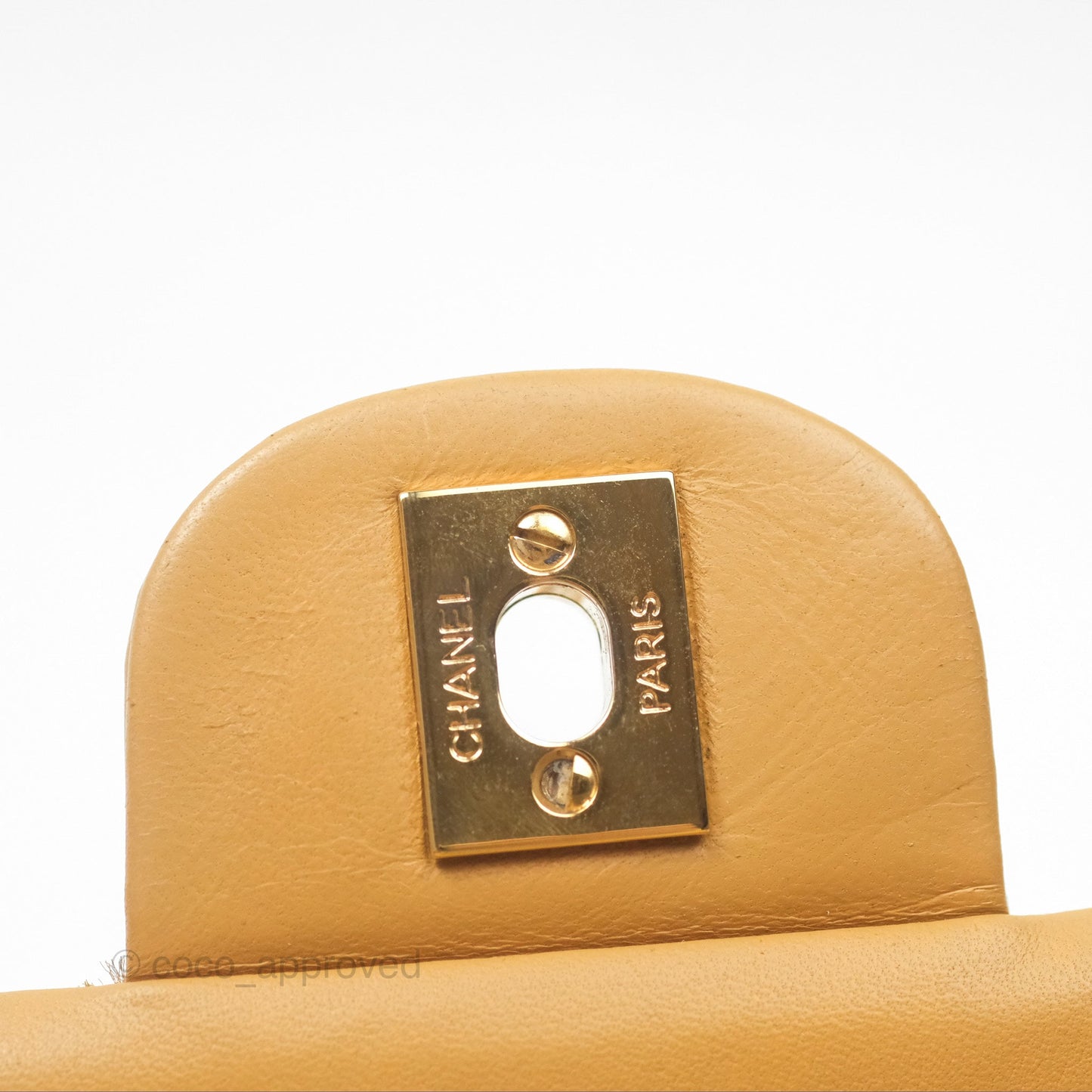 Chanel Vintage Small Classic Flap Beige Lambskin 24K Gold Hardware