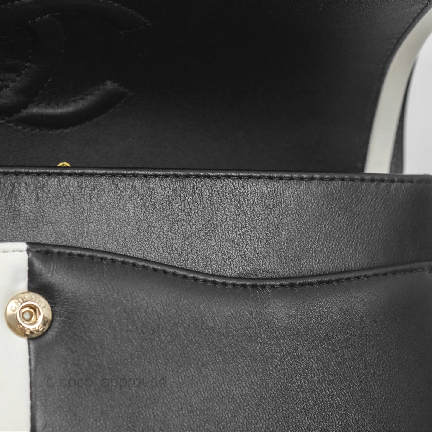 Chanel Medium Flap Black & White Lambskin Gold Hardware