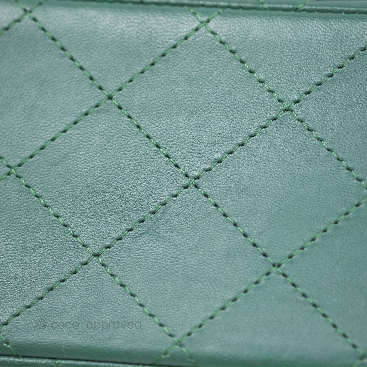 Chanel Mini Square Quilted Green Lambskin Silver Hardware
