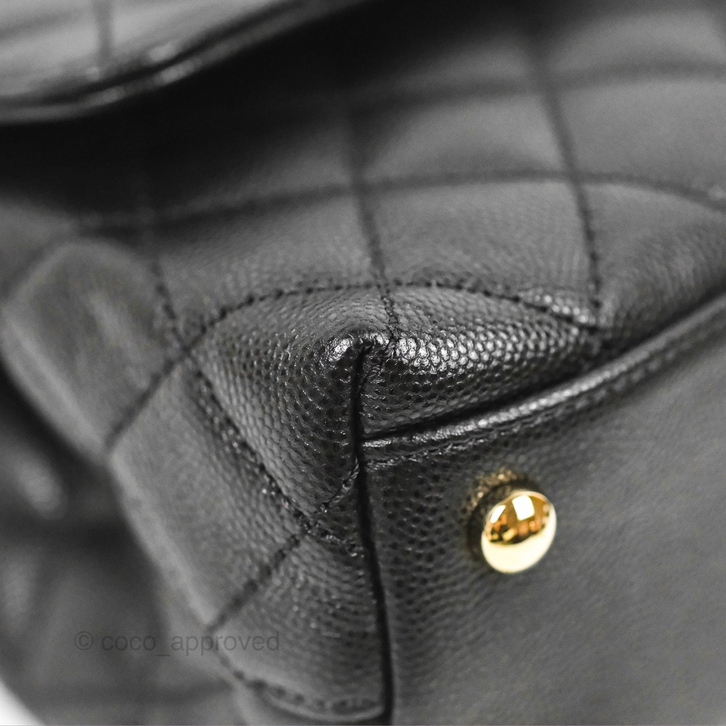 Chanel Small Quilted Coco Handle Black Caviar Gold Hardware