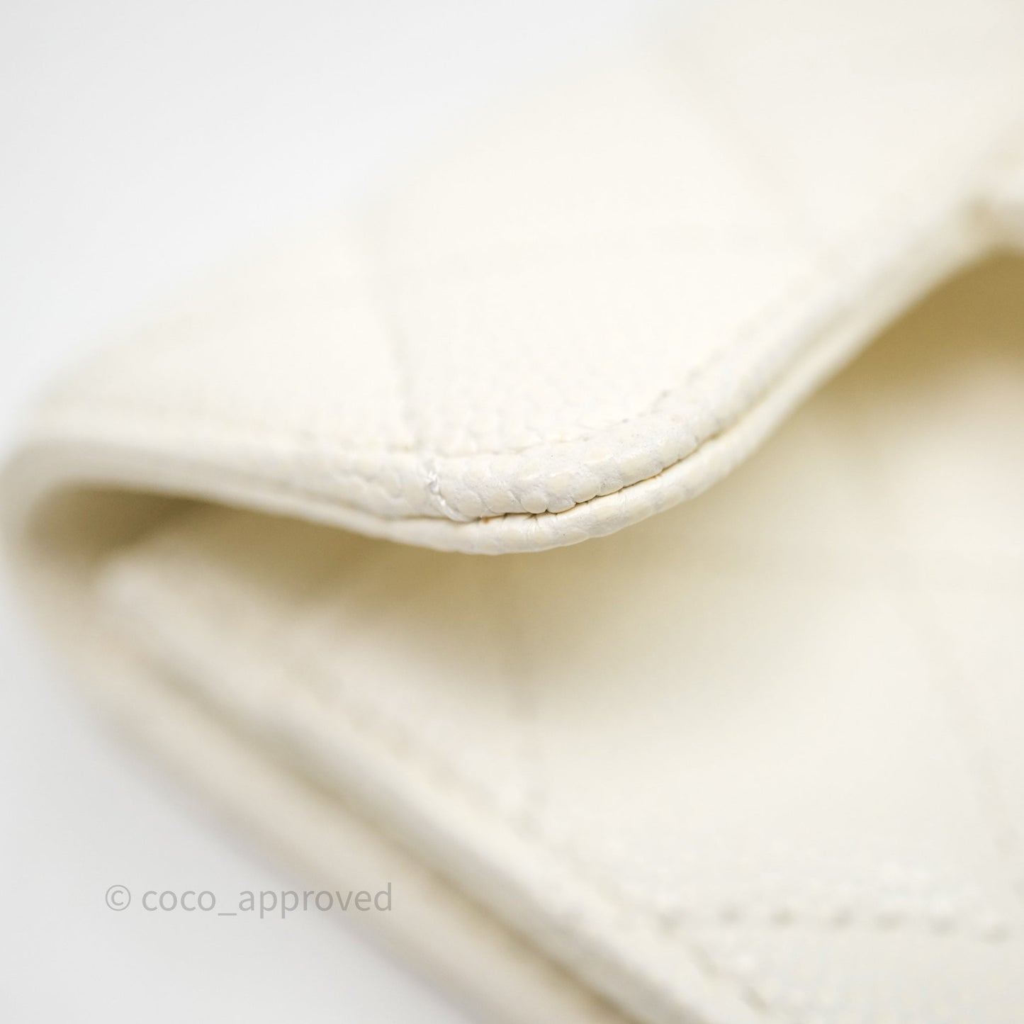 Chanel Quilted Classic Flap Card Holder White Caviar Gold Hardware
