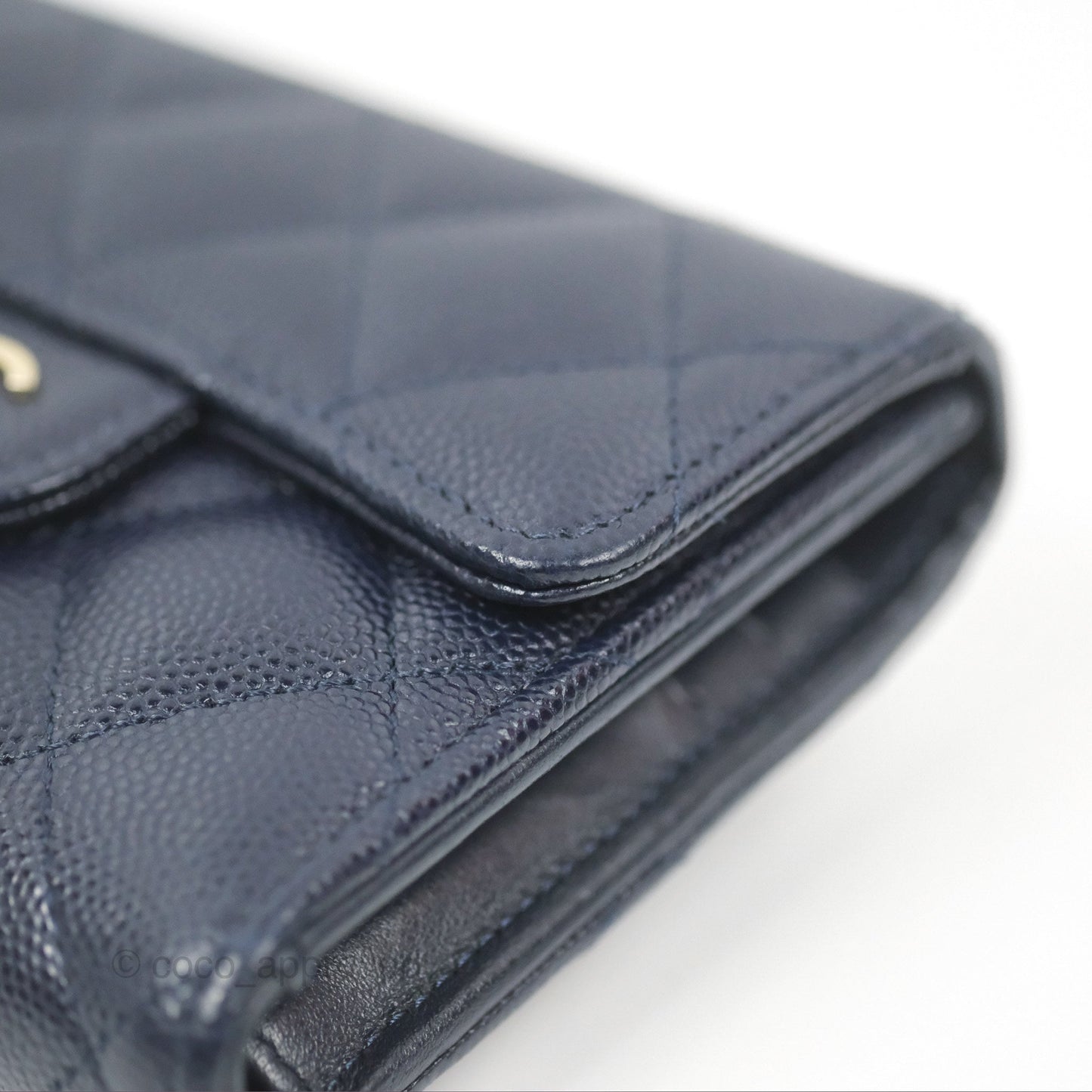 Chanel Classic Short Flap Wallet Navy Caviar Gold Hardware