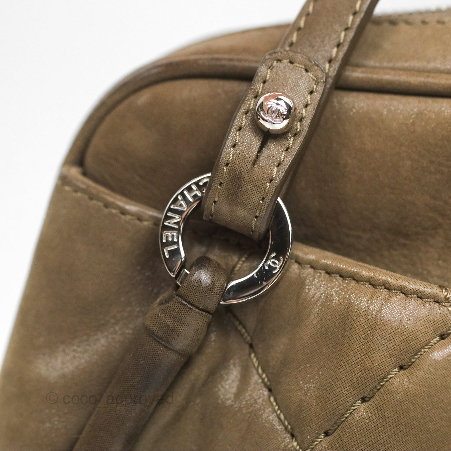 Chanel Quilted Camera Case Bag Iridescent Taupe Calfskin Silver Hardware