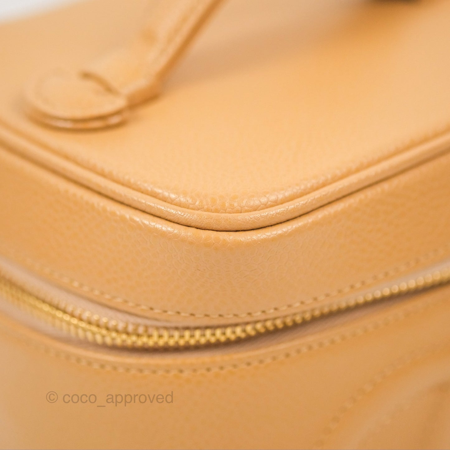 Chanel Vintage Vanity Case Beige Caviar Gold Hardware