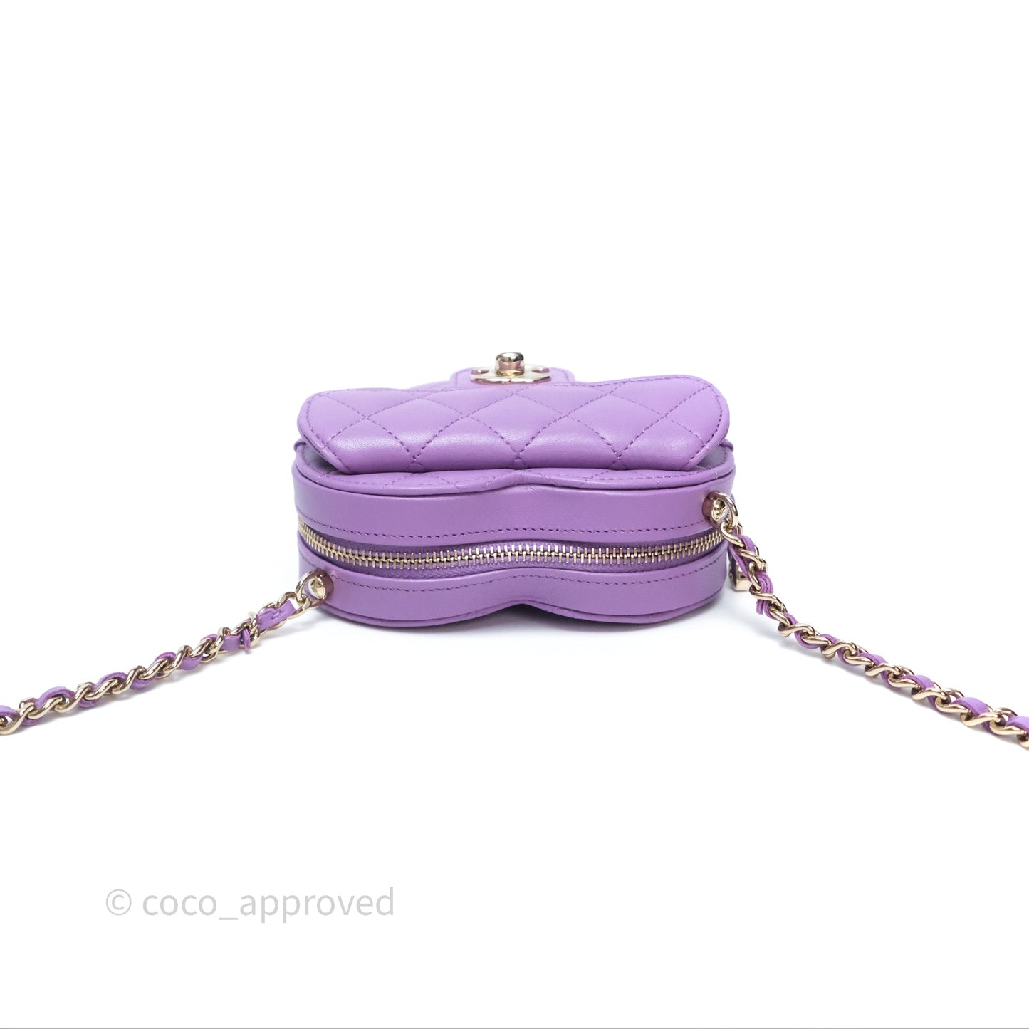 Chanel Small Heart Bag Purple Lambskin Gold Hardware 22S