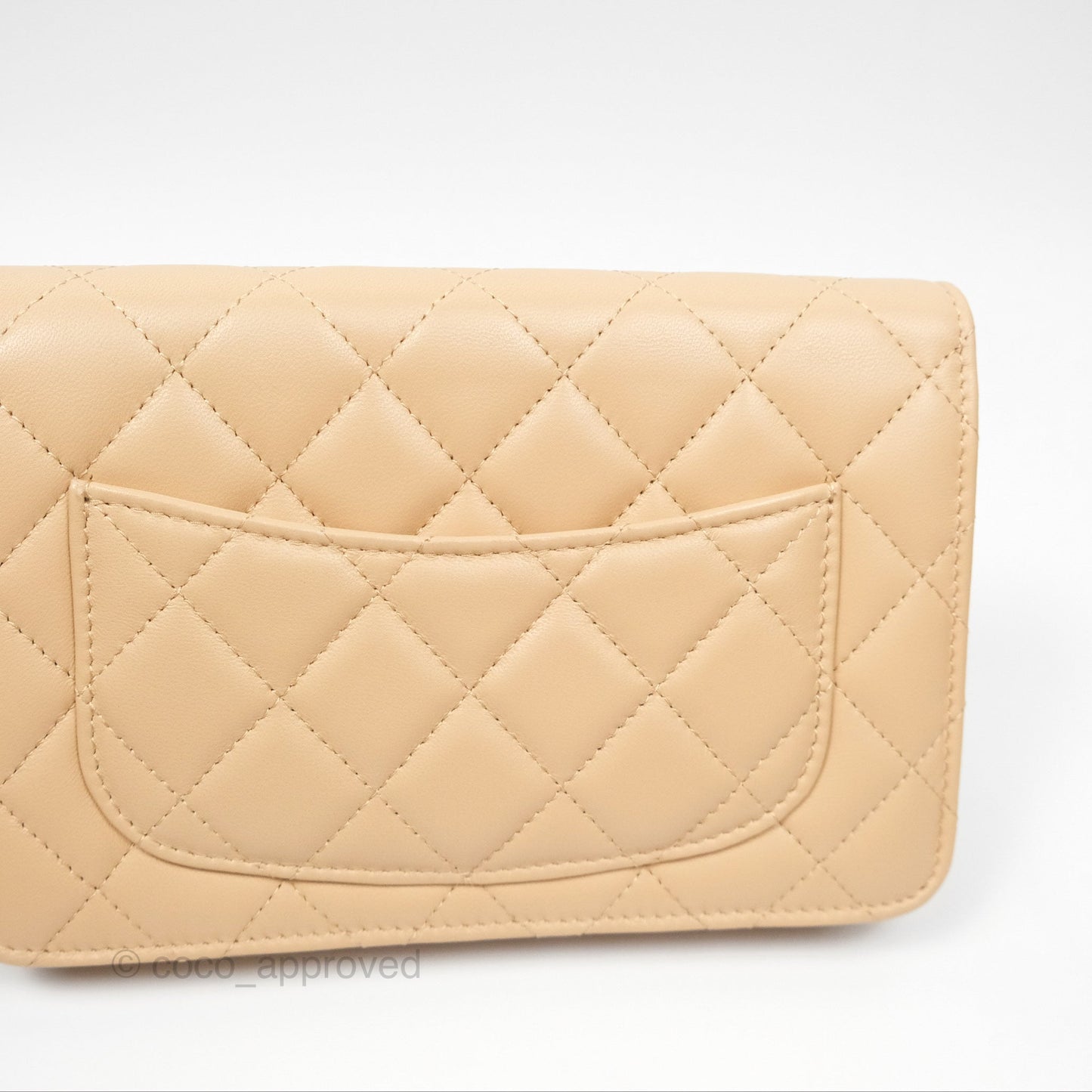 Chanel Quilted Pearl Crush Wallet on Chain WOC Beige Lambskin Aged Gold Hardware
