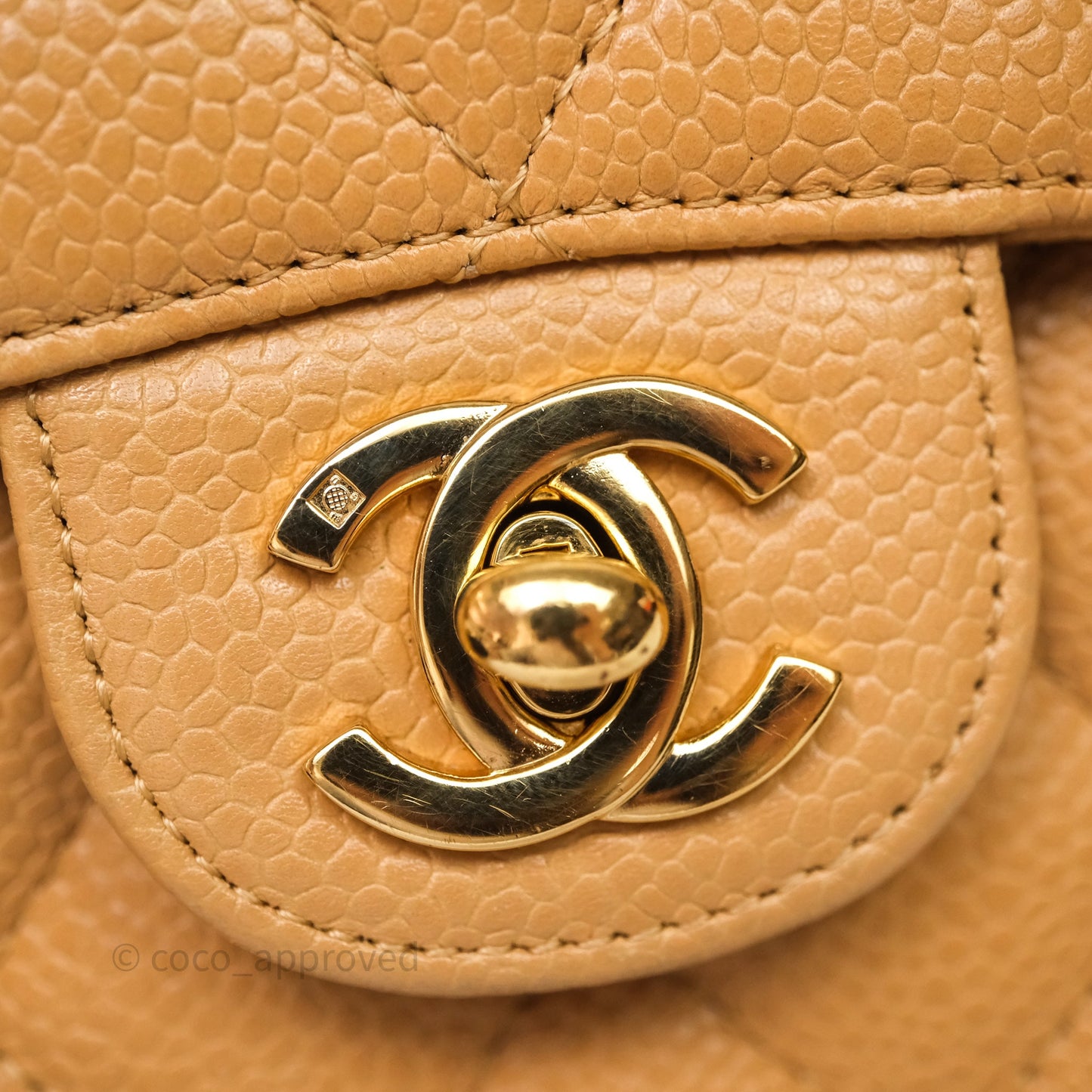 Chanel Vintage Mini Square Beige Caviar Gold Hardware