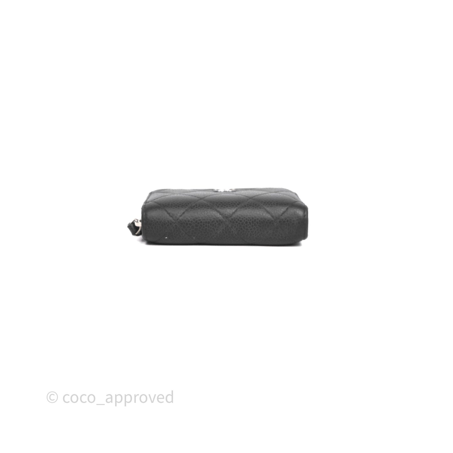 Chanel Classic Zipped Coin Purse Black Caviar Silver Hardware