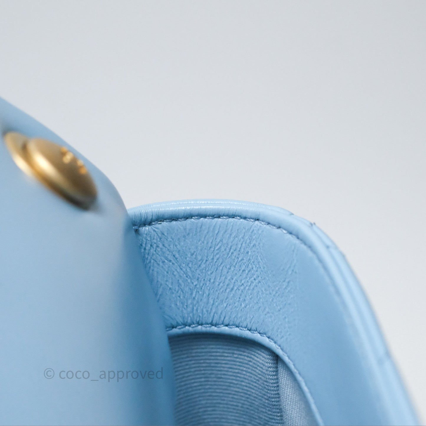 Chanel Small Flap Bag Blue Lambskin Gold and Lacquered Metal 22S