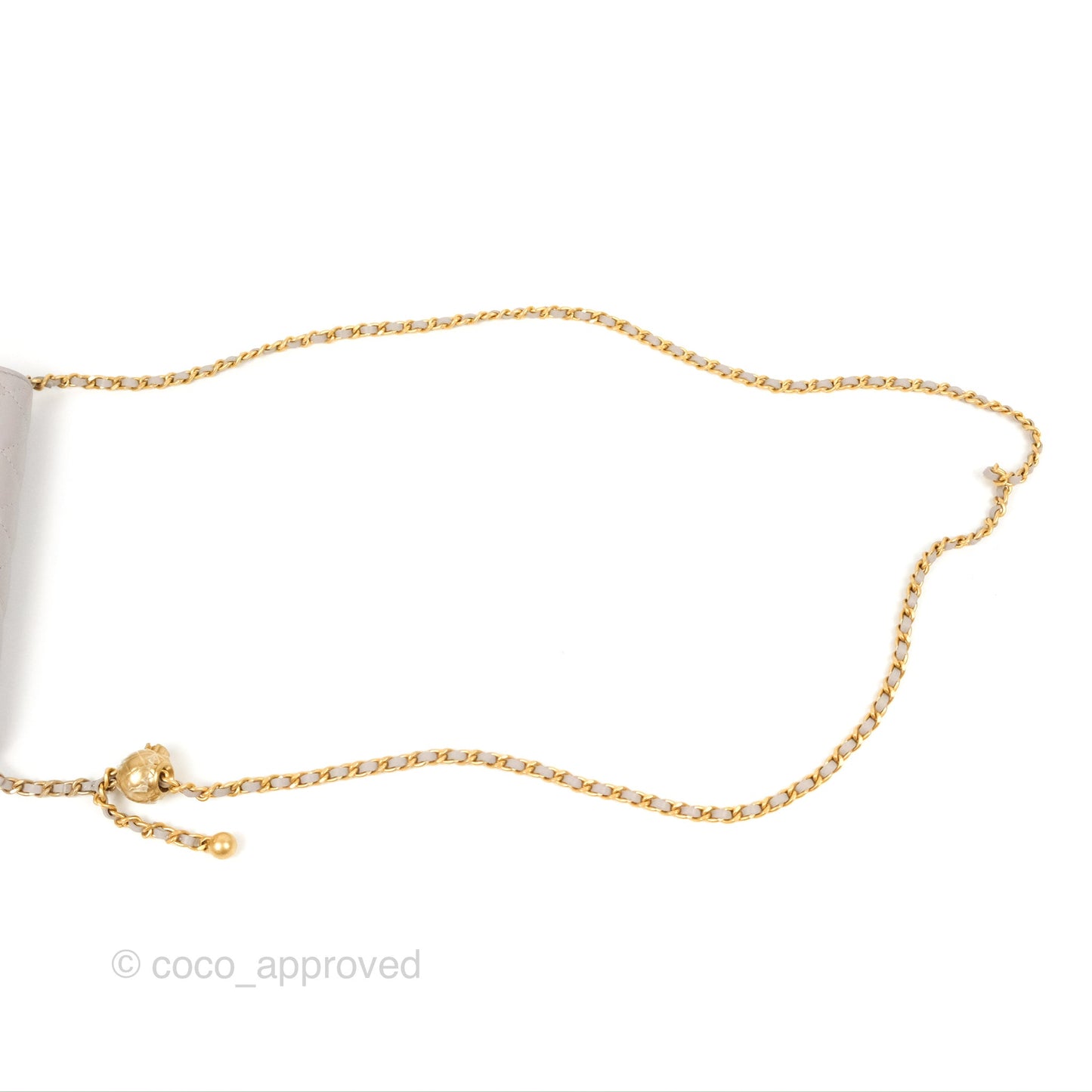 Chanel Quilted Pearl Crush Wallet on Chain WOC Light Grey Lambskin Aged Gold Hardware
