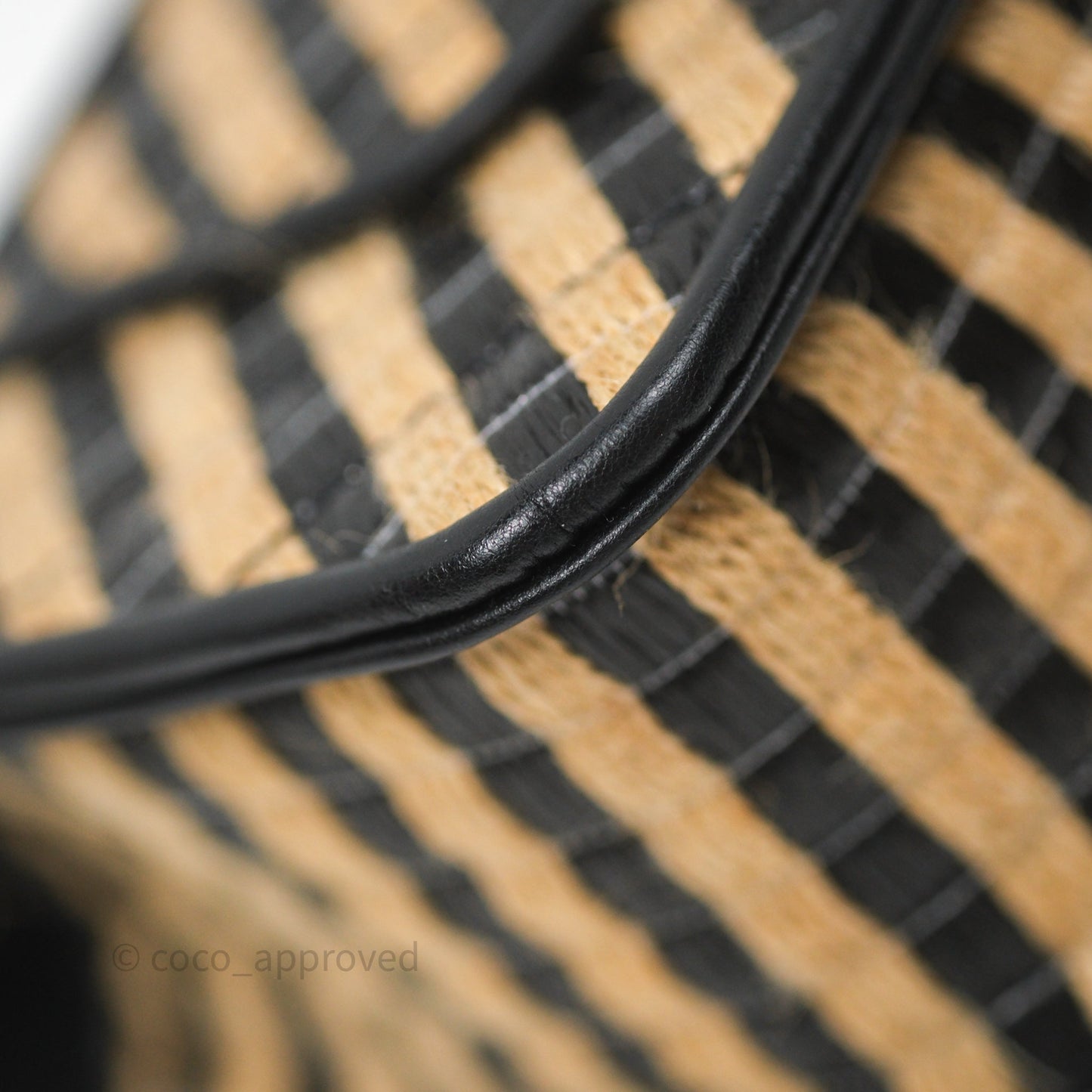 Chanel Quilted Mini Rectangular Flap Raffia Jute Thread Black & Beige Gold Hardware