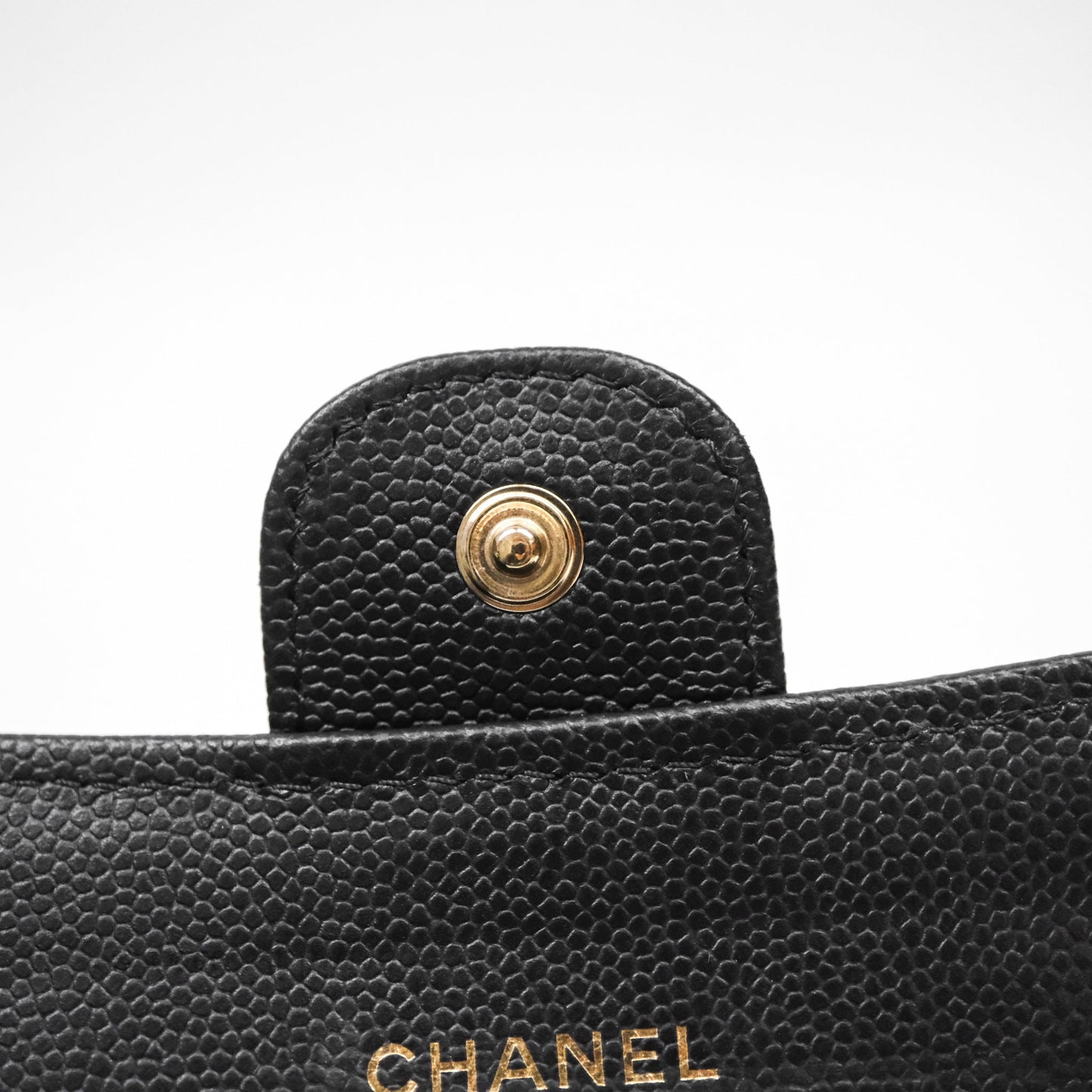 Chanel Classic Quilted Flap Long Wallet Black Caviar Gold Hardware