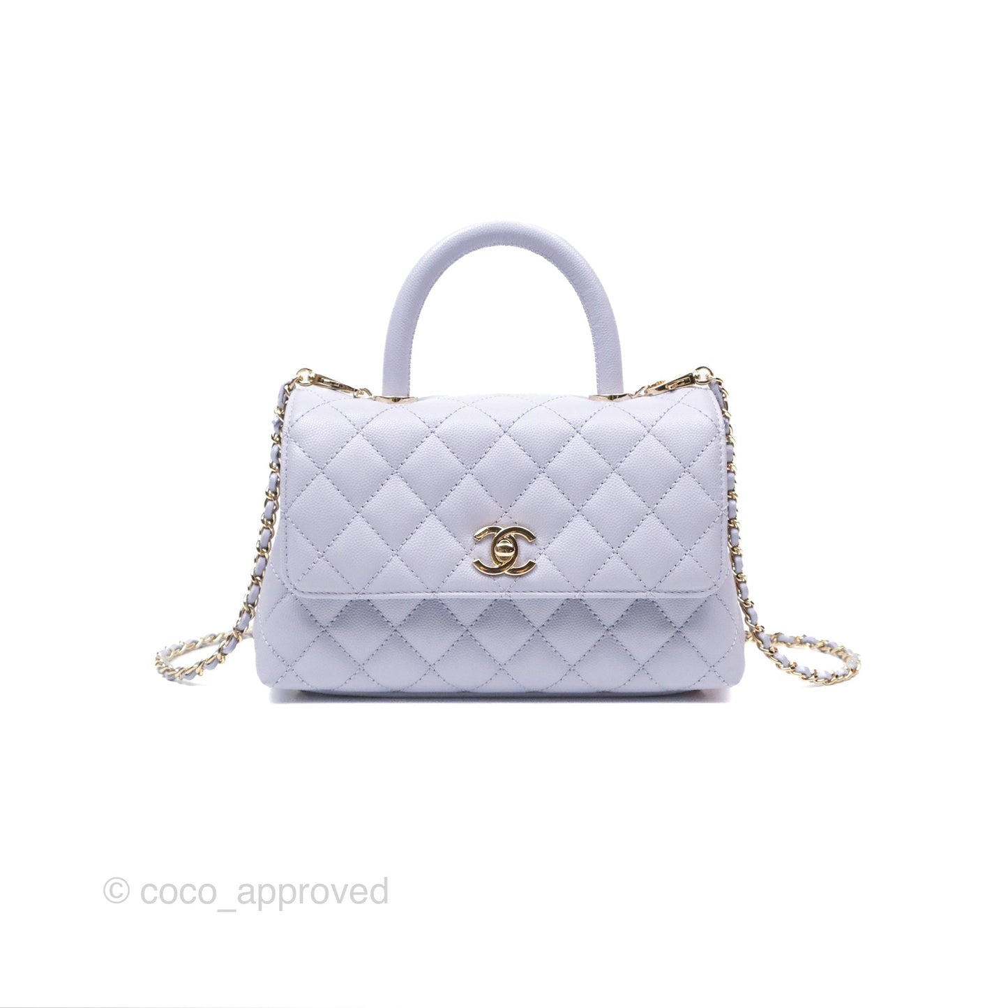Chanel Small Coco Handle Quilted Lilac Caviar Gold Hardware