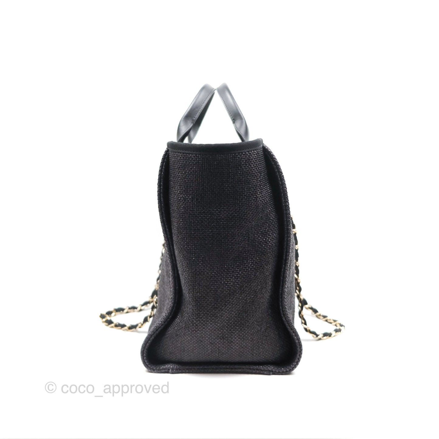 Chanel Large Deauville Black Raffia Gold Hardware