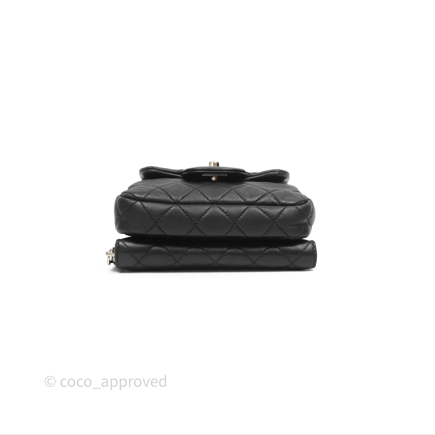 Chanel Mini Quilted Double Pouch Bag Lambskin Sliver Hardware