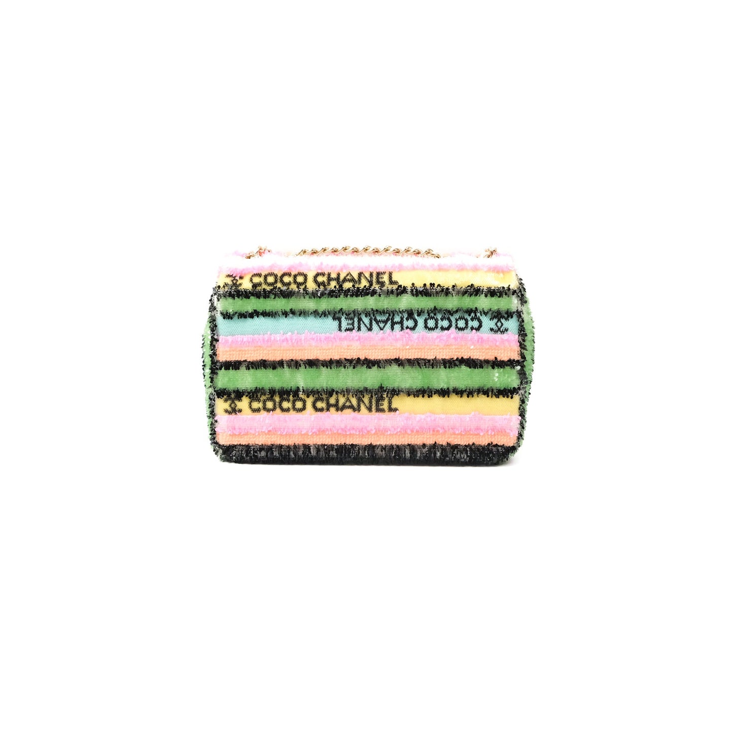 Chanel Mini Sequins Logo Flap Bag Multicolour Gold Hardware 22S