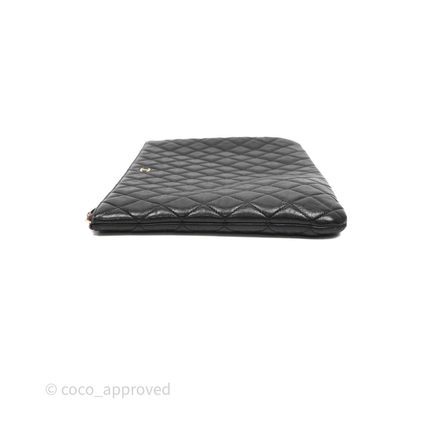 Chanel Classic Zipped Pouch Lambskin Black Gold Hardware