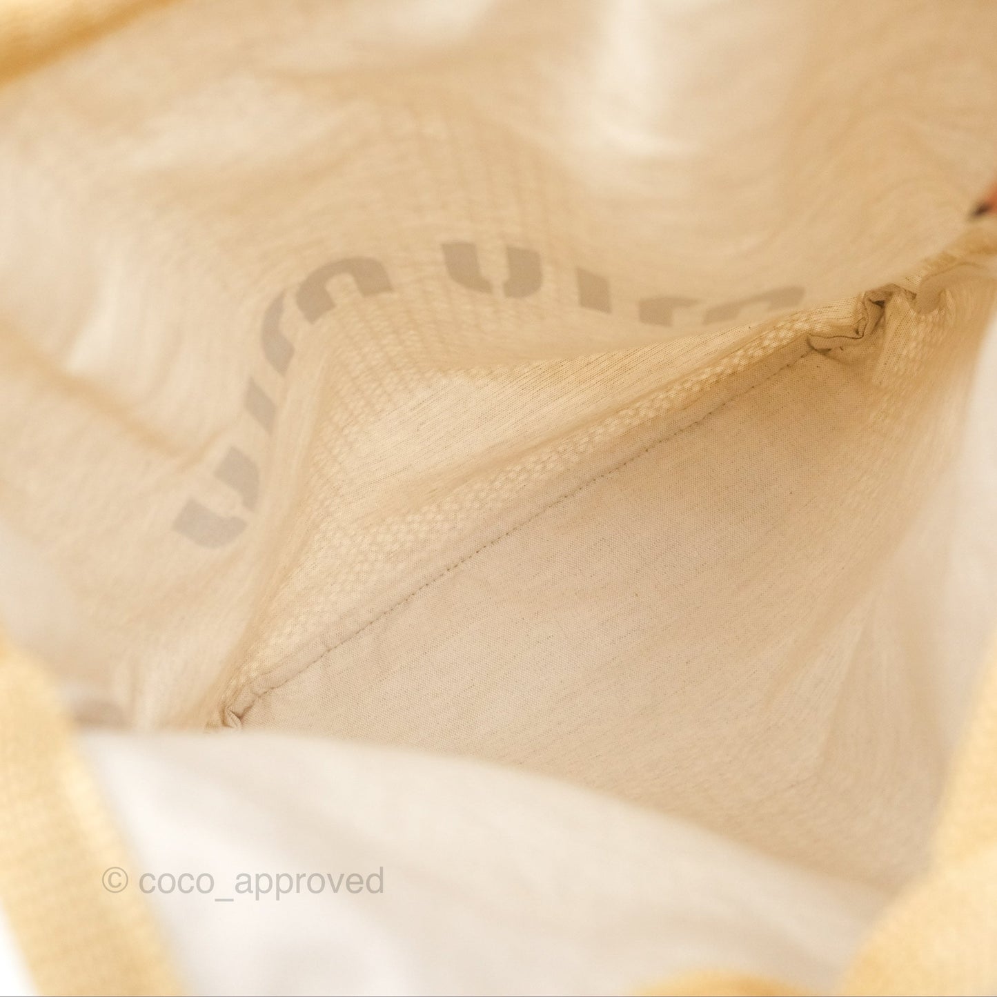 Miu Miu Woven Fabric Tote Bag Natural
