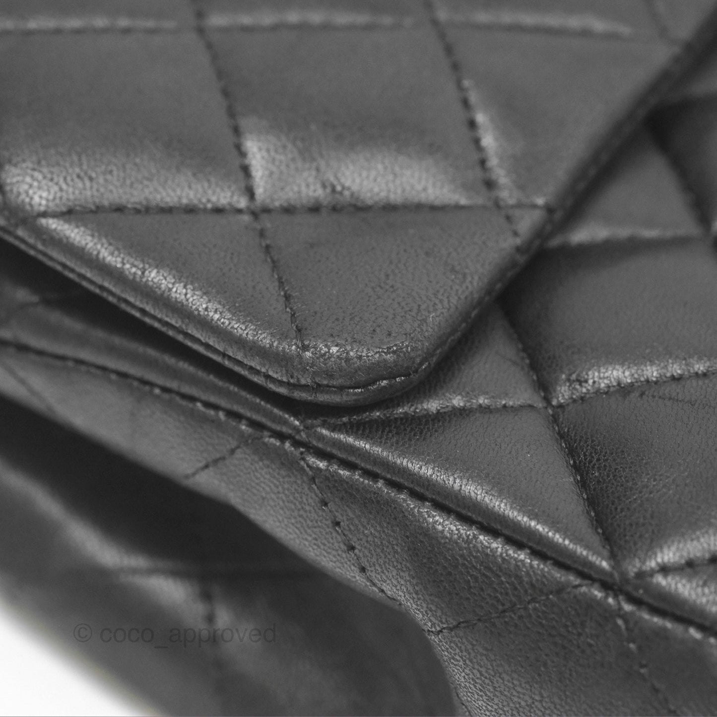 Chanel Classic M/L Medium Flap Quilted Black Lambskin Silver Hardware