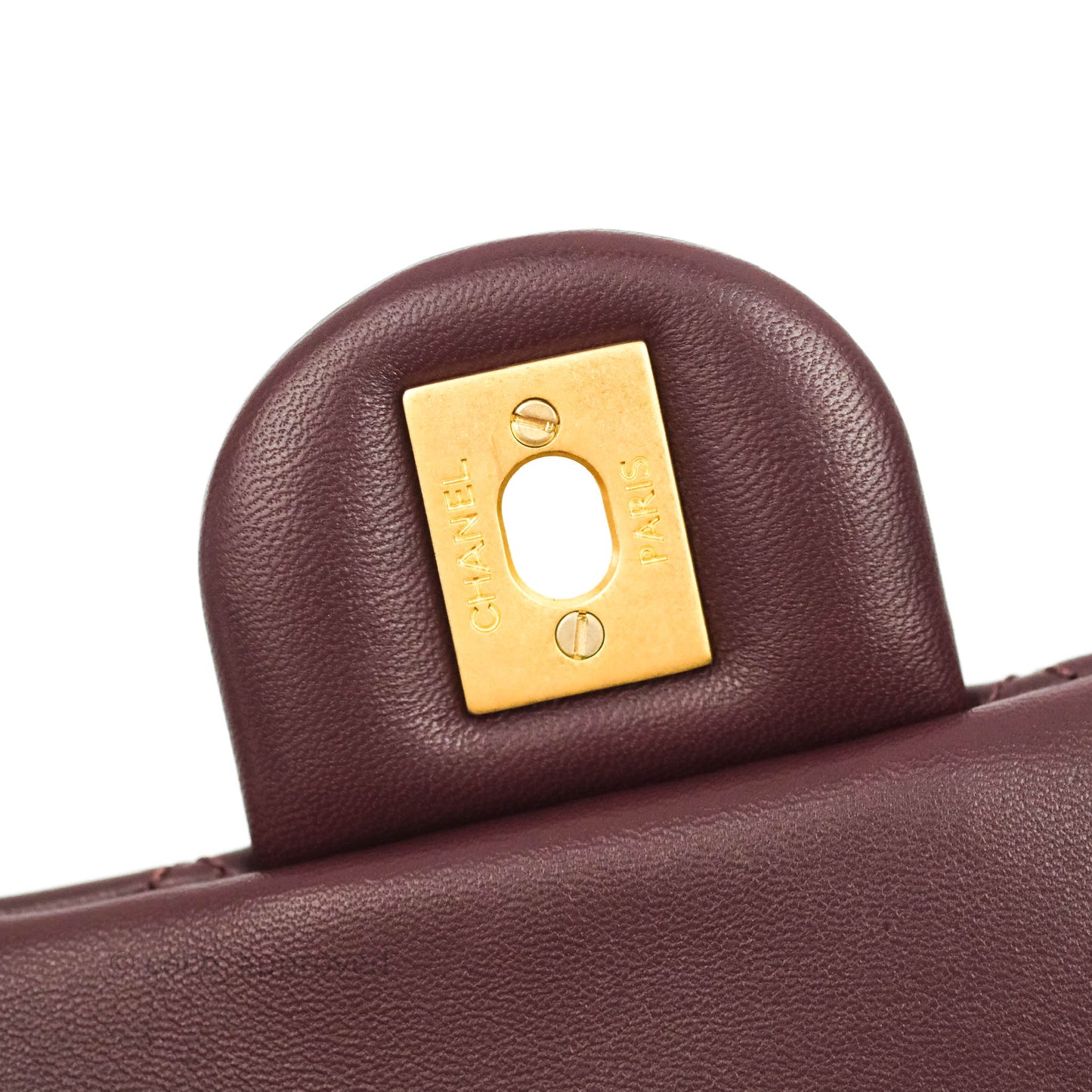 Chanel Mini Rectangular Pearl Crush Quilted Maroon Red Lambskin Gold Hardware