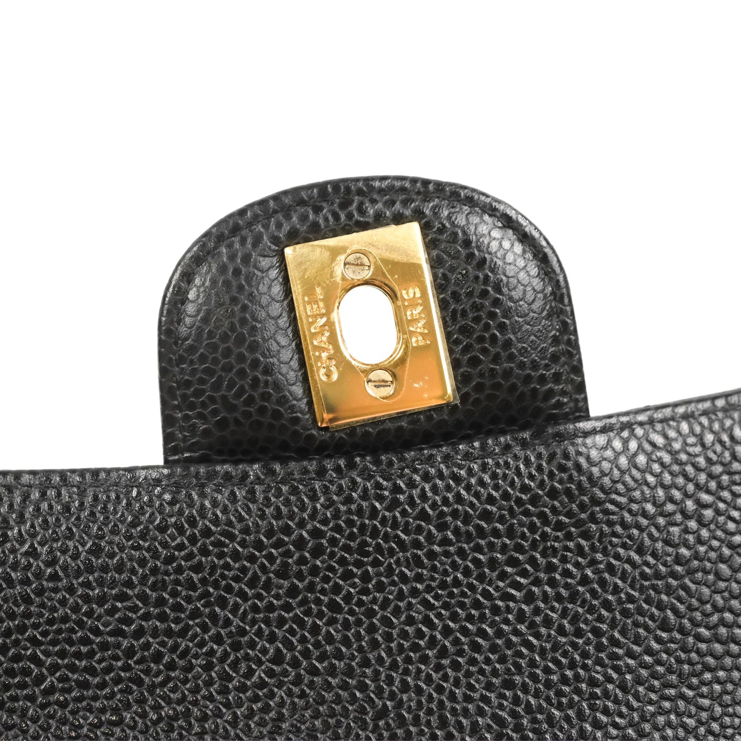 Chanel Classic M/L Medium Flap Quilted Black Caviar Gold Hardware