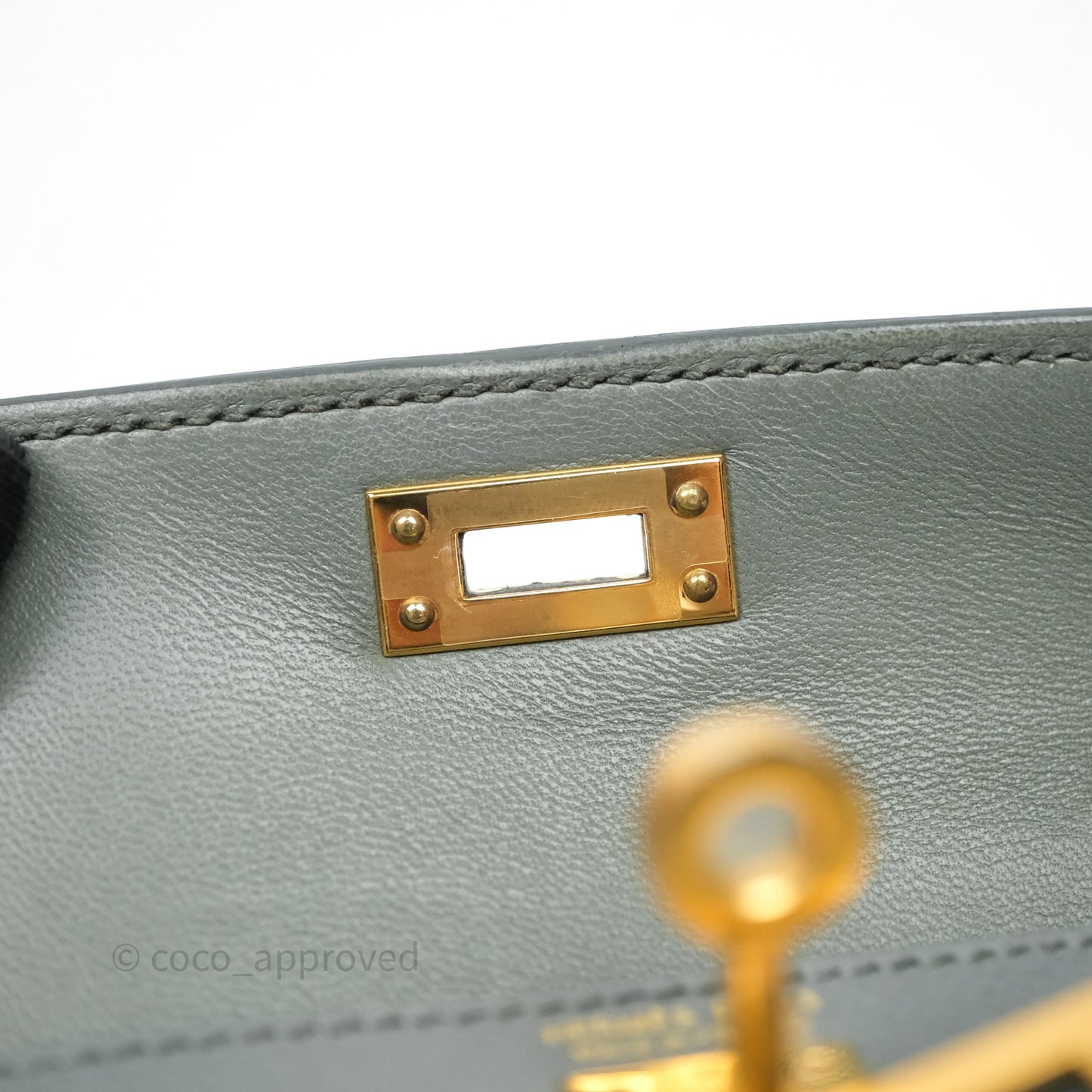 Hermès Mini Kelly Vert Amande 63 Epsom Gold Hardware