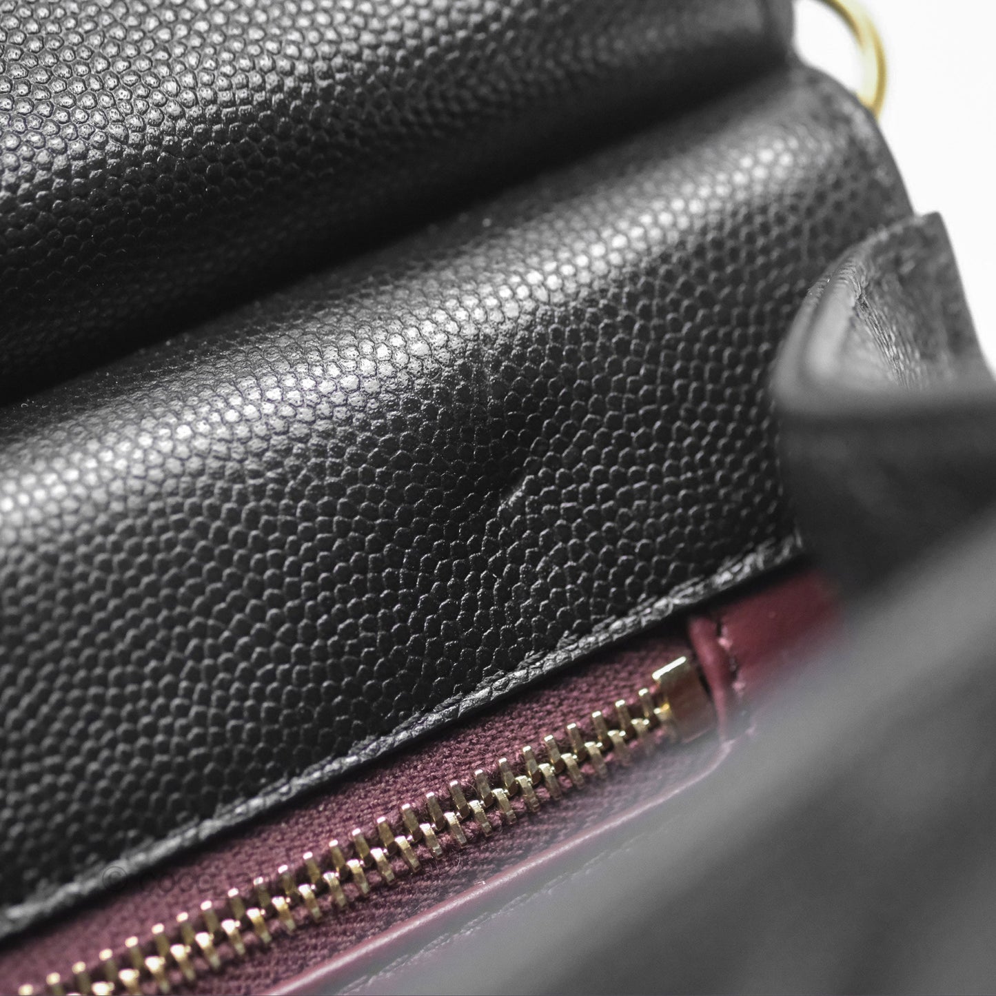 Chanel Chain Flap Bag Black Caviar Aged Gold Hardware 23A