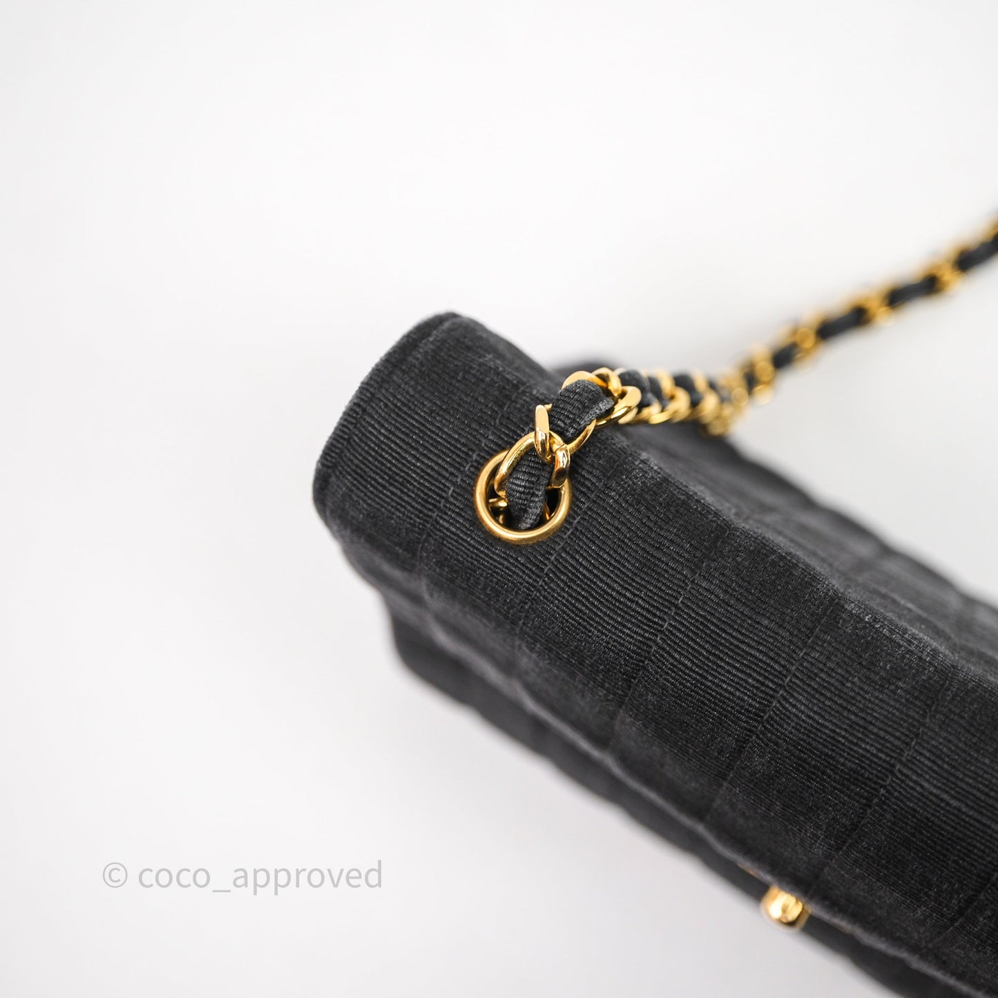 Chanel Vintage Small Flap Bag Black Grosgrain 24K Gold Hardware