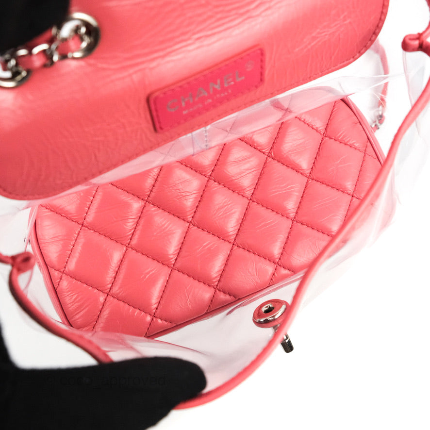 Chanel Aquarium PVC Coral Pink Crumpled Calfskin Silver Hardware